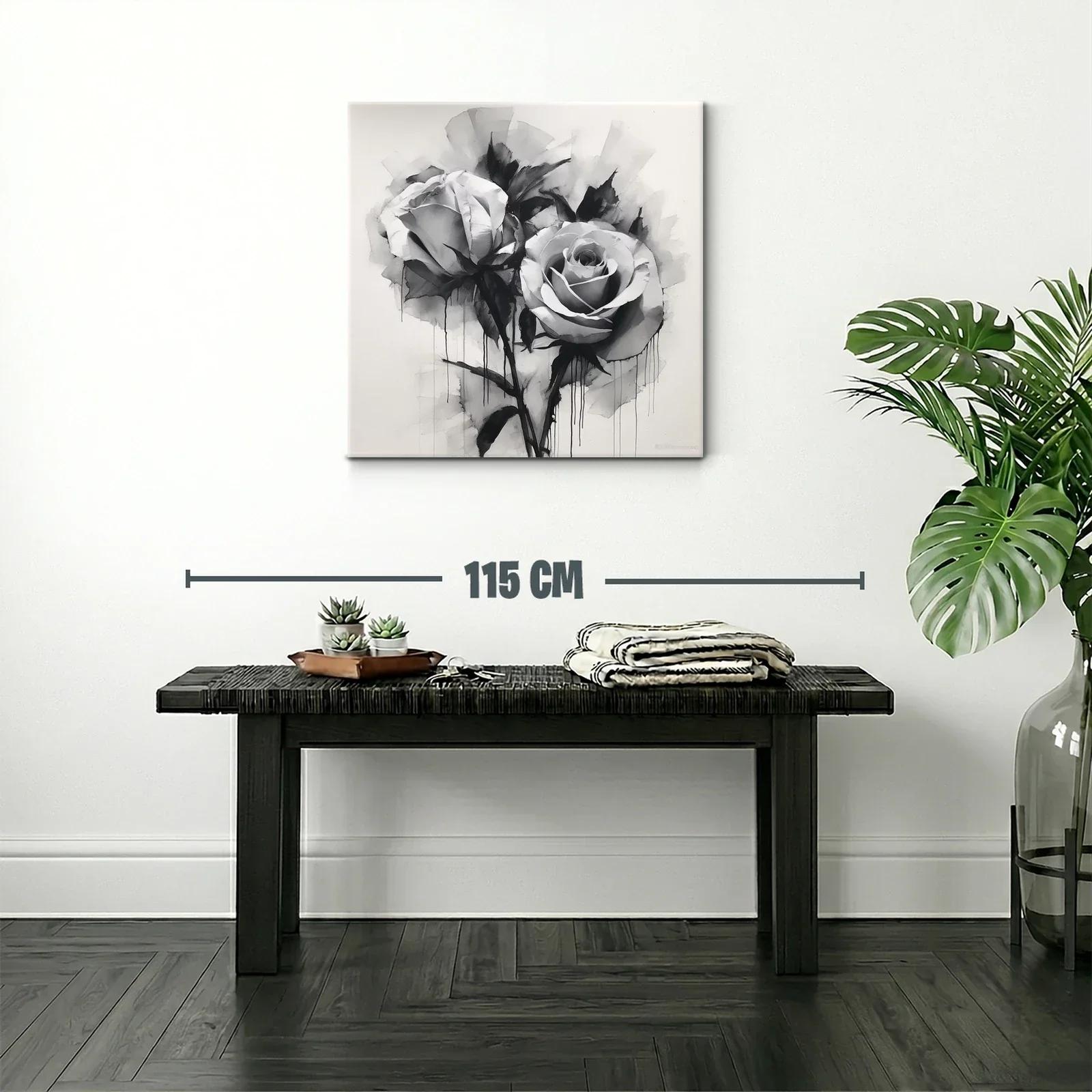 Rosas en blanco y negro con efecto acuarela moderna — miniatura 2