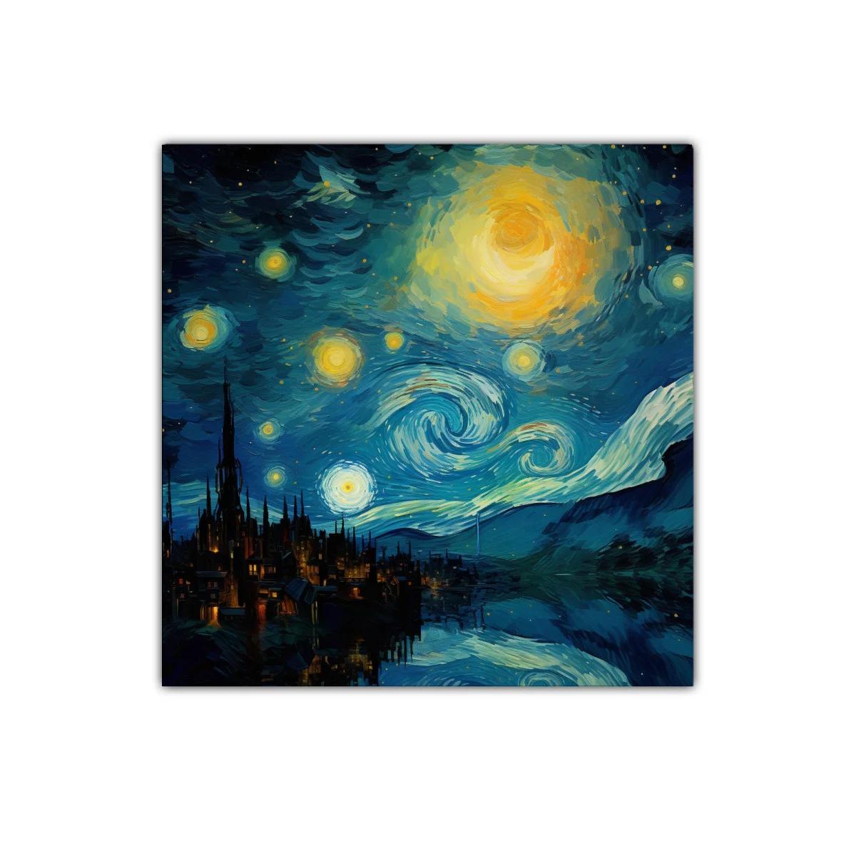 Noche estrellada sobre ciudad con reflejos intensos — imagen principal