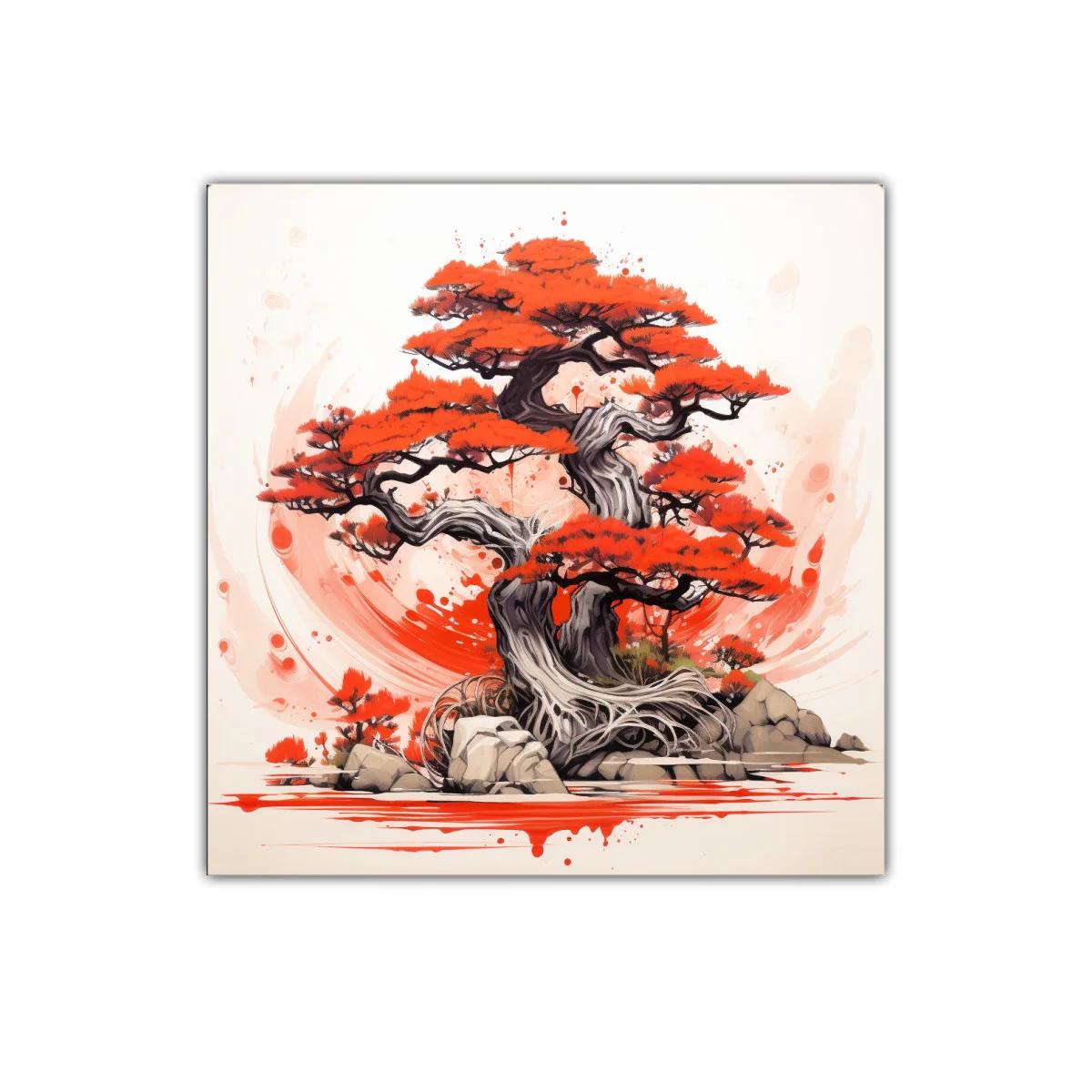 Árbol de bonsái con vibrantes tonos rojo y gris — imagen principal