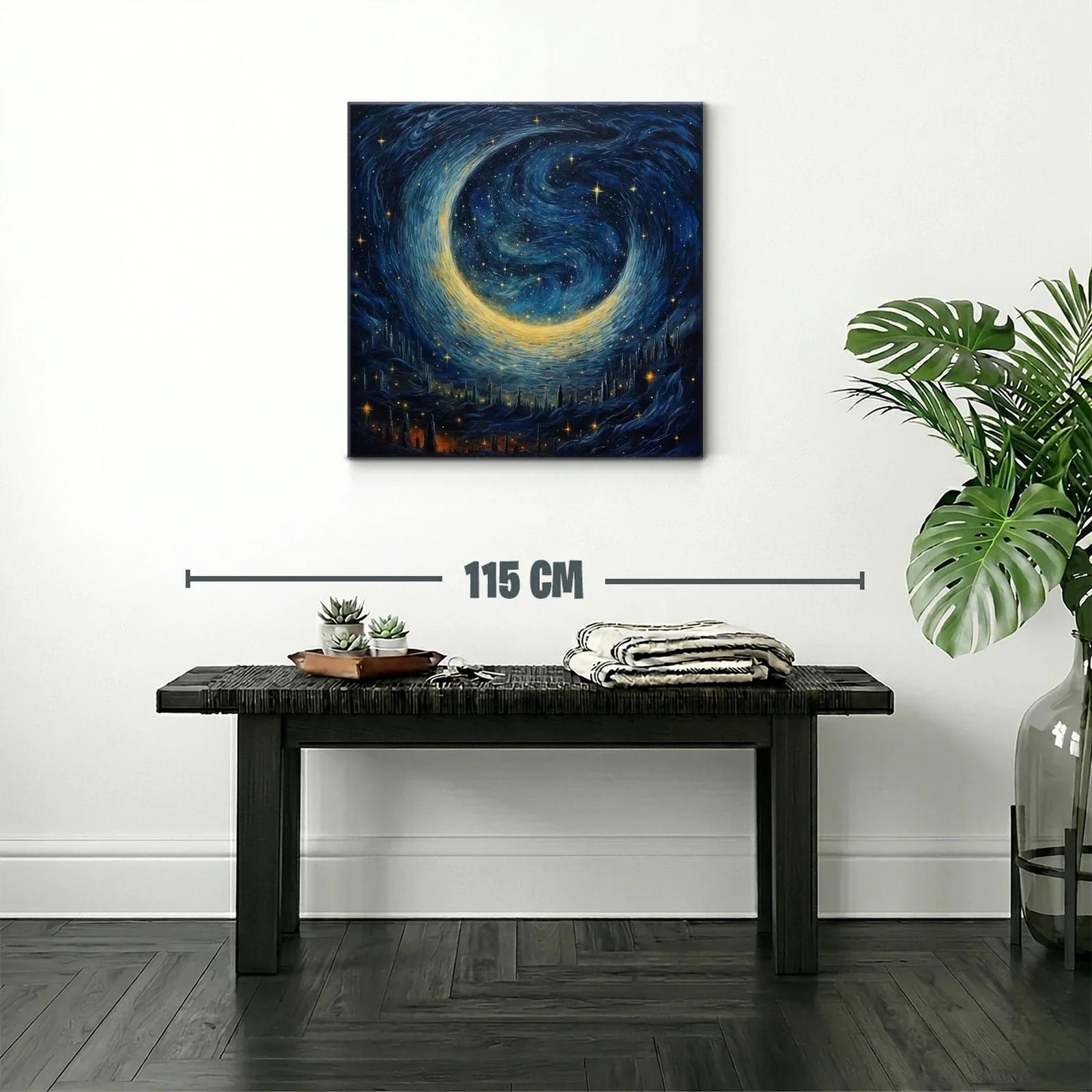 Inspirador cielo estrellado con luna brillante y galaxias en movimiento — miniatura 2