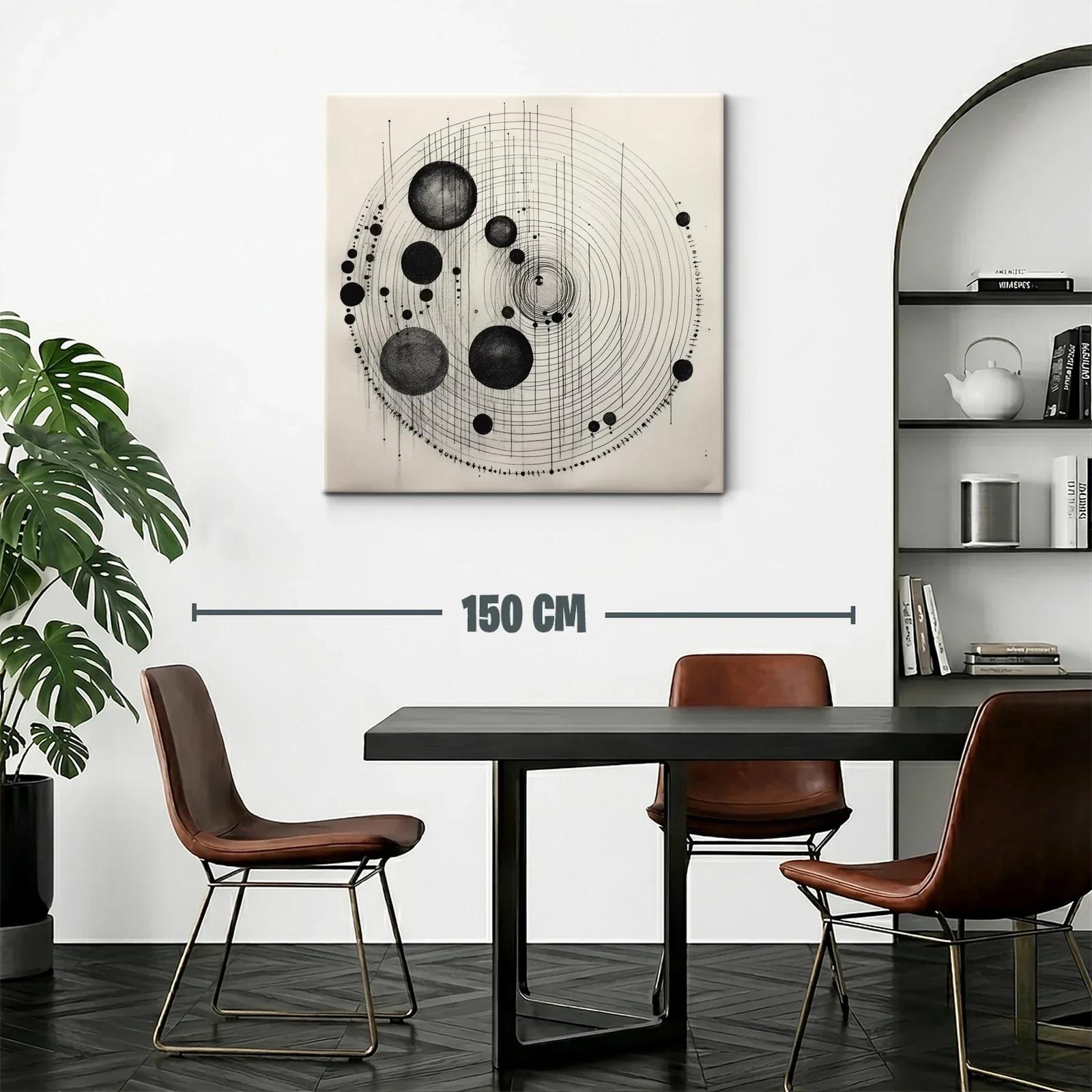 Composición abstracta en círculos concéntricos y esferas negras — miniatura 2