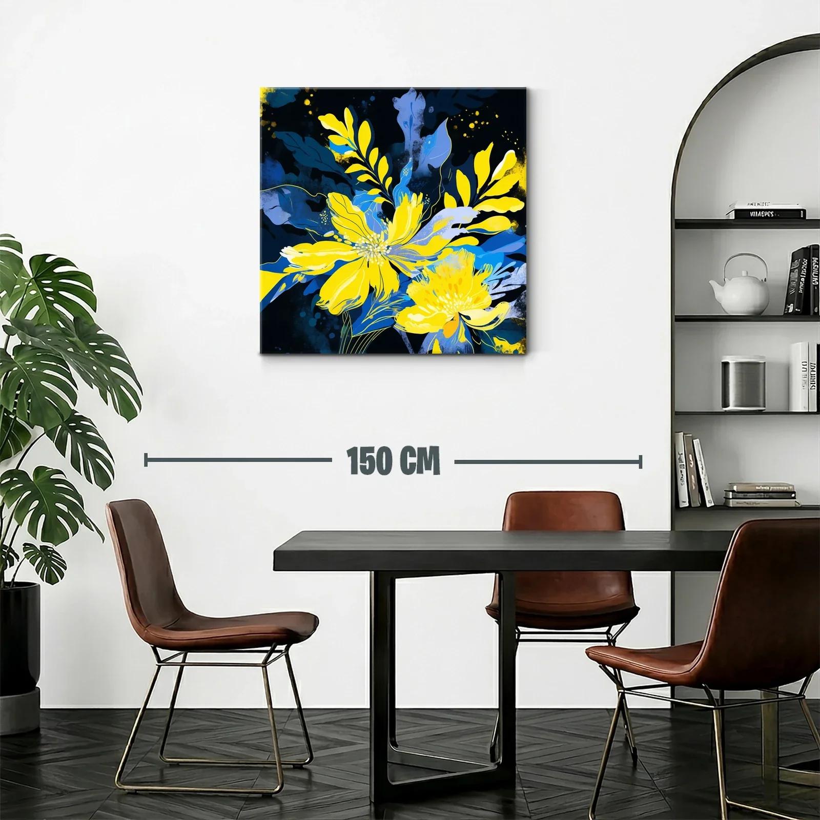 Flores vibrantes en tonos amarillos y azules expresivos — miniatura 2