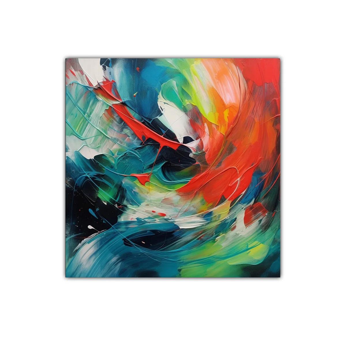 Cuadro abstracto en vibrantes tonos rojos y azules