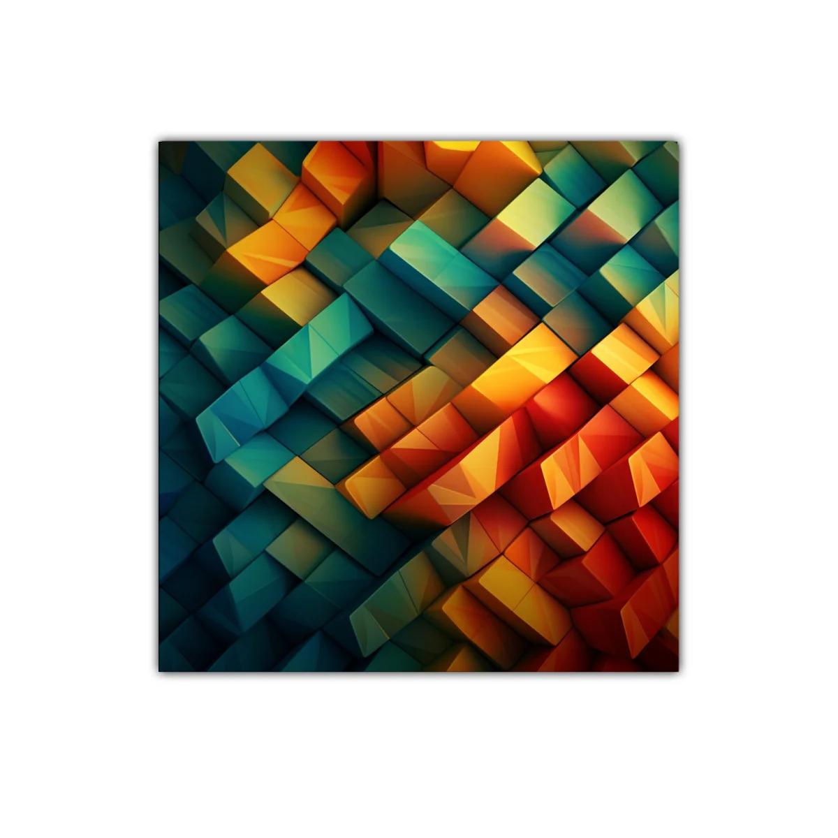 Cuadro Decorativo con Composición Geométrica en Tonos Cálidos