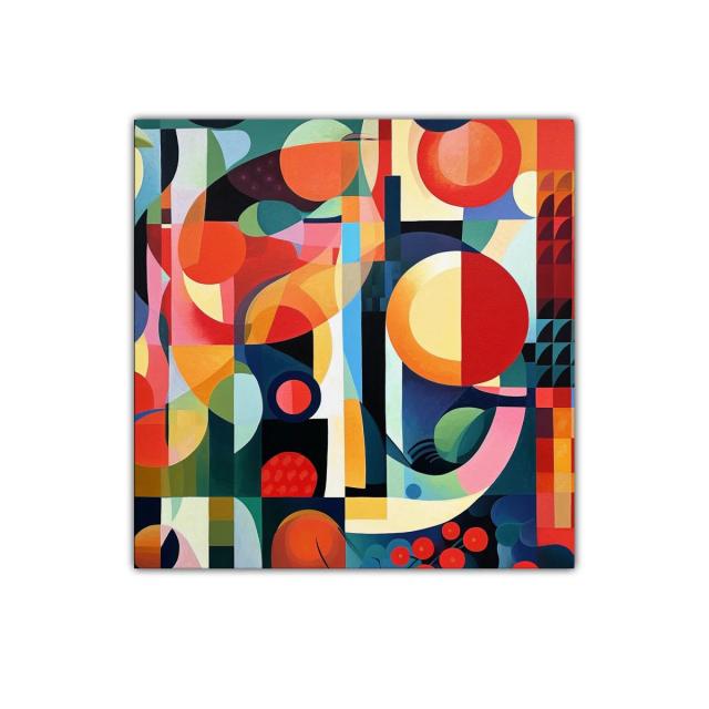 Composición geométrica en tonos vibrantes y cálidos