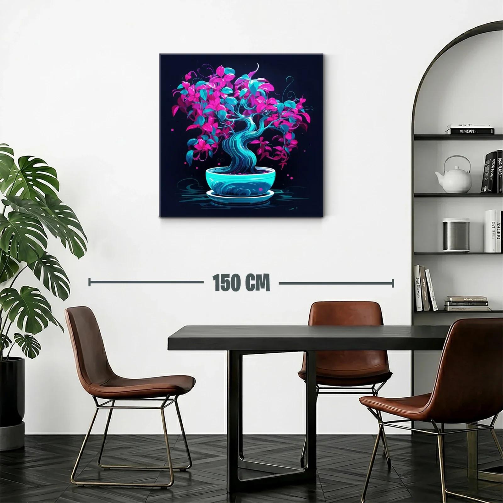 Bonsái vibrante con hojas en tonos fucsias y turquesas — miniatura 2