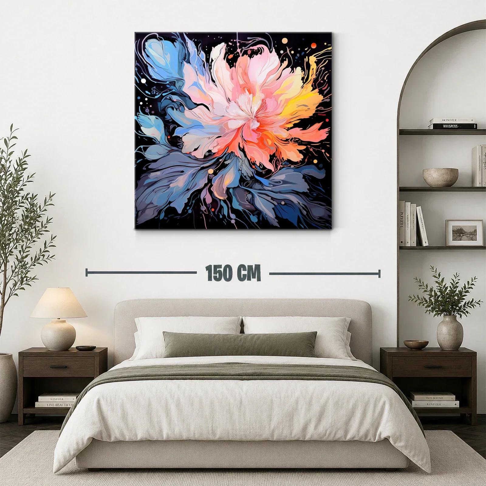 Cuadro floral abstracto con paleta vibrante y dinámica — miniatura 3