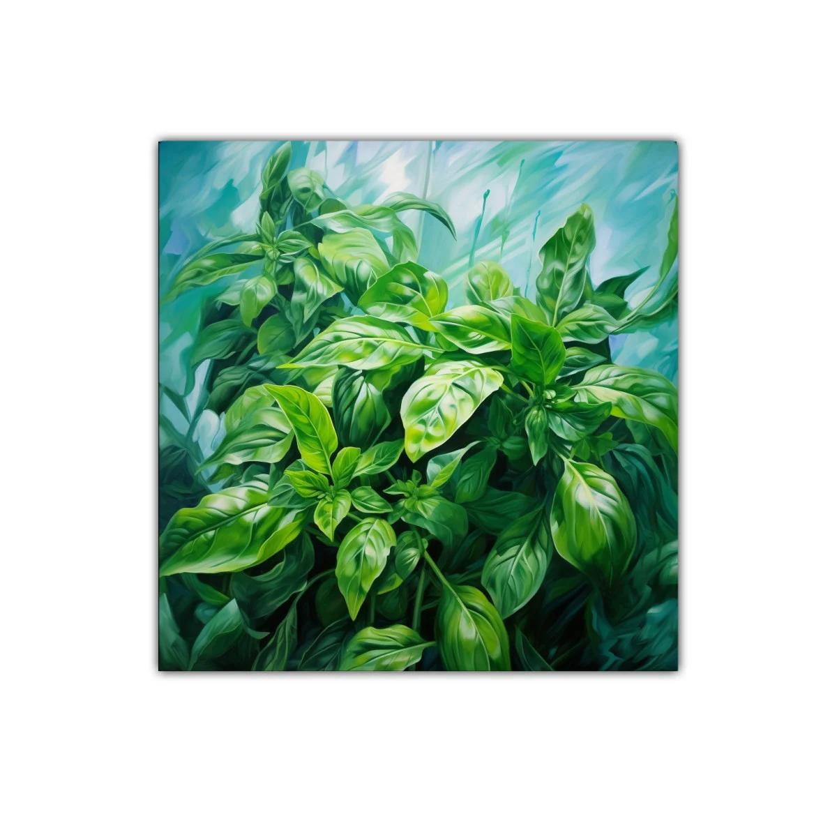 Cuadro decorativo con exuberantes hojas verdes naturales — imagen principal