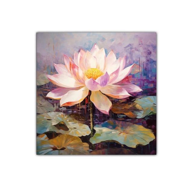 Flor de loto luminosa con tonos cálidos y fríos en armonía