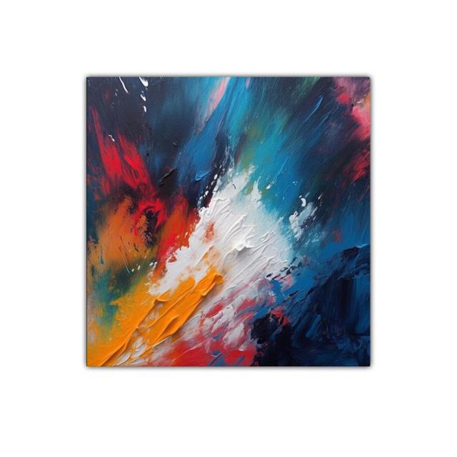 Cuadro abstracto enérgico con explosión de colores vibrantes