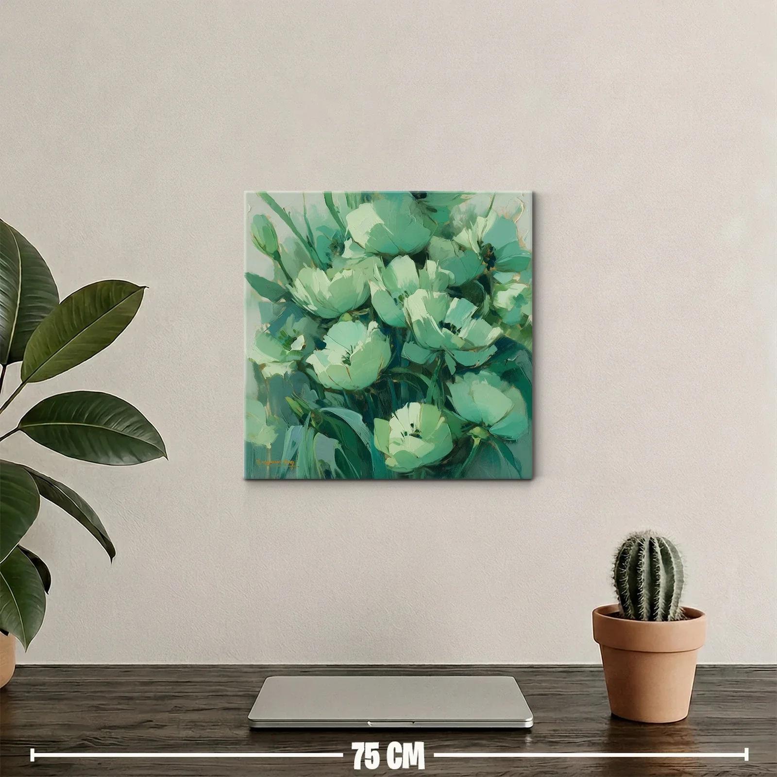Cuadro floral en tonos verdes para un ambiente sereno — miniatura 2