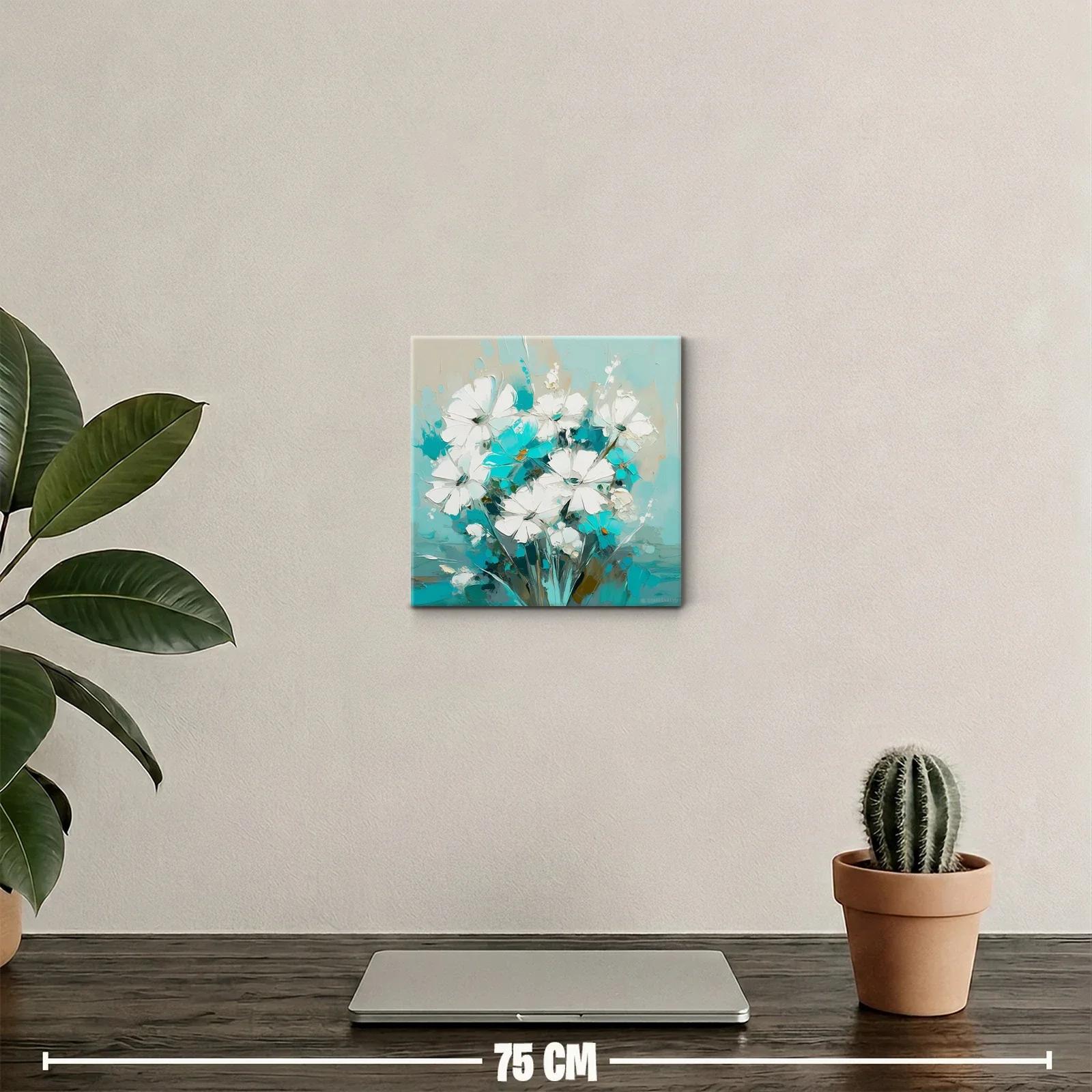 Ramo de flores blancas y turquesa en estilo moderno — miniatura 2