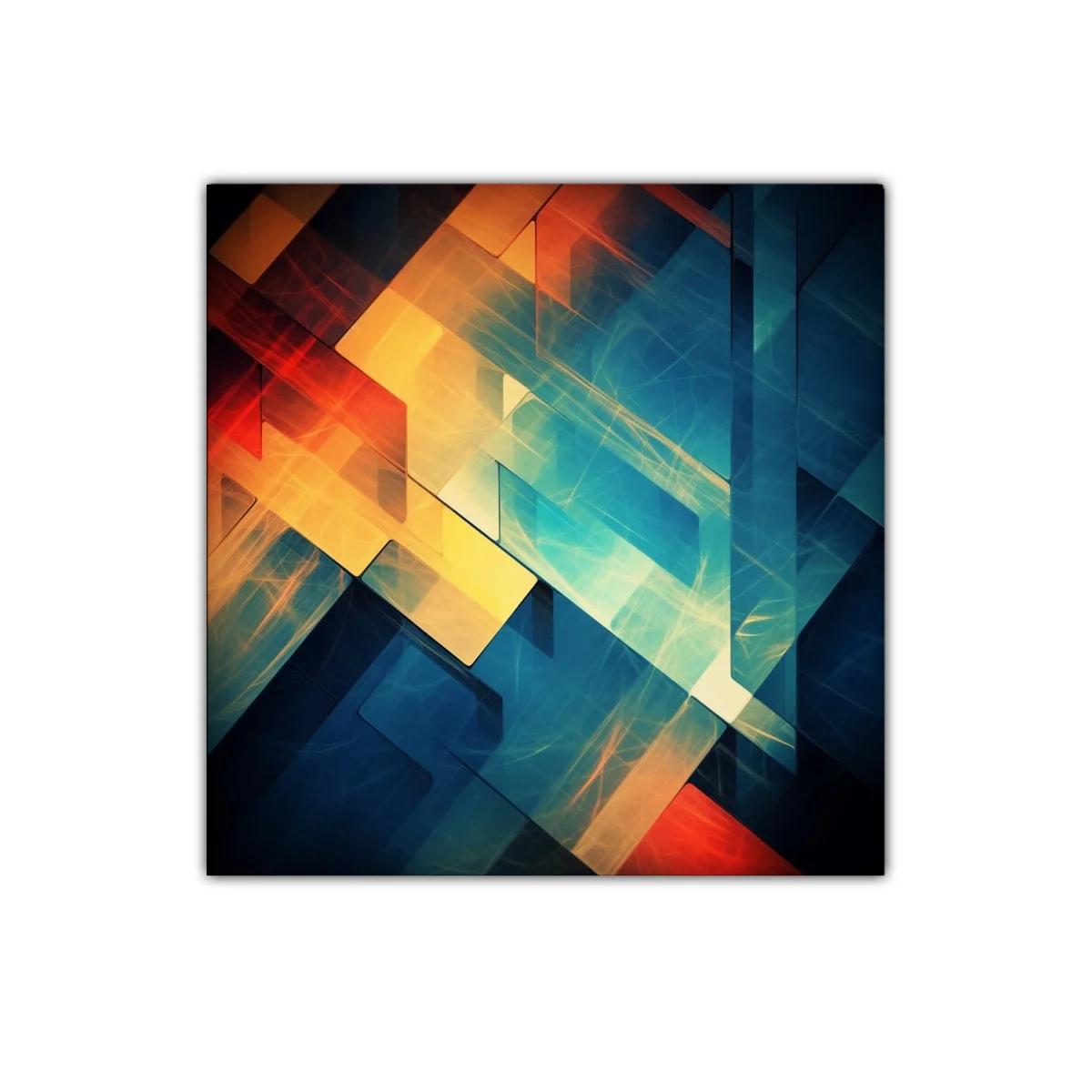 Composición abstracta en tonos cálidos y fríos vibrantes — imagen principal