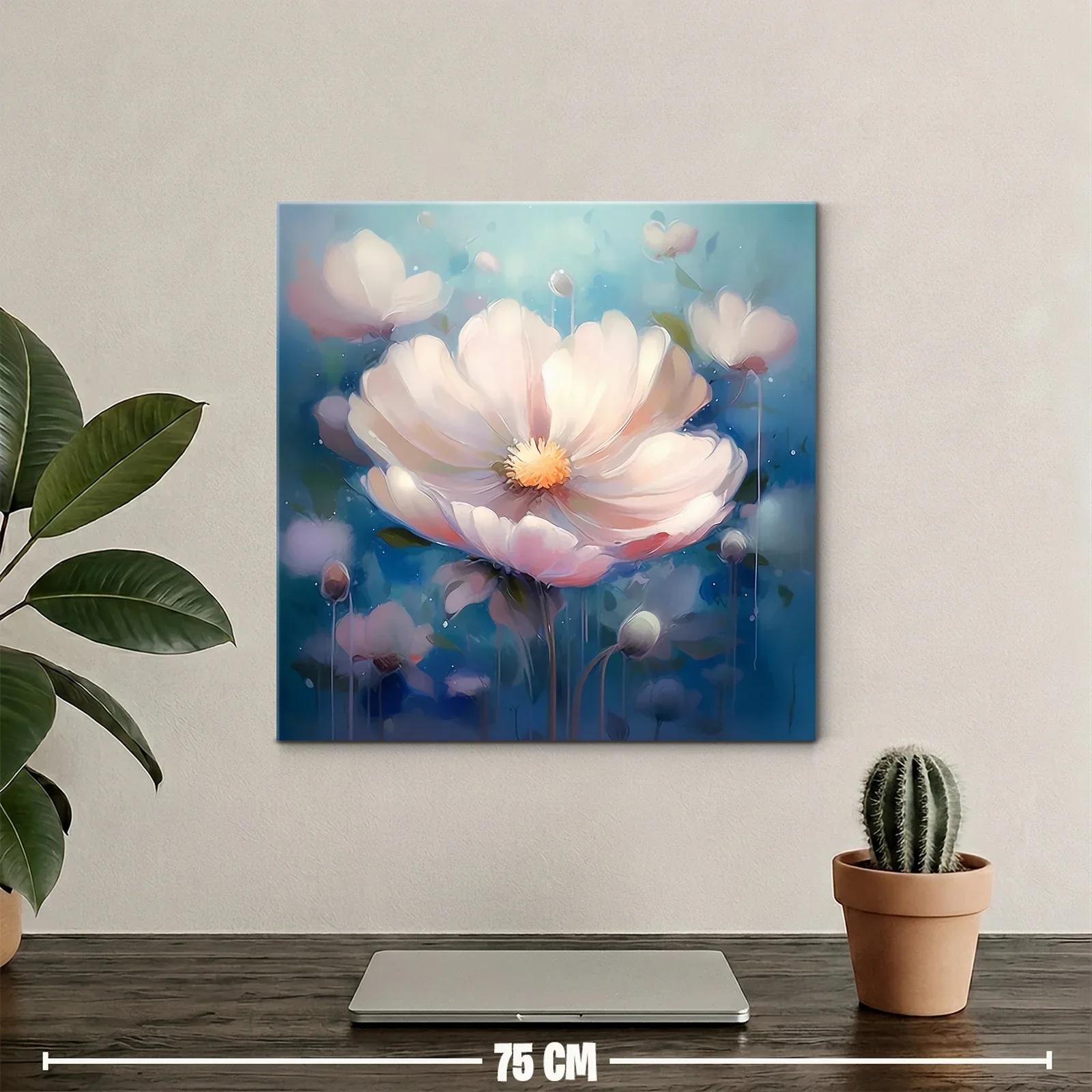 Cuadro floral etéreo con tonos suaves y azules — miniatura 2