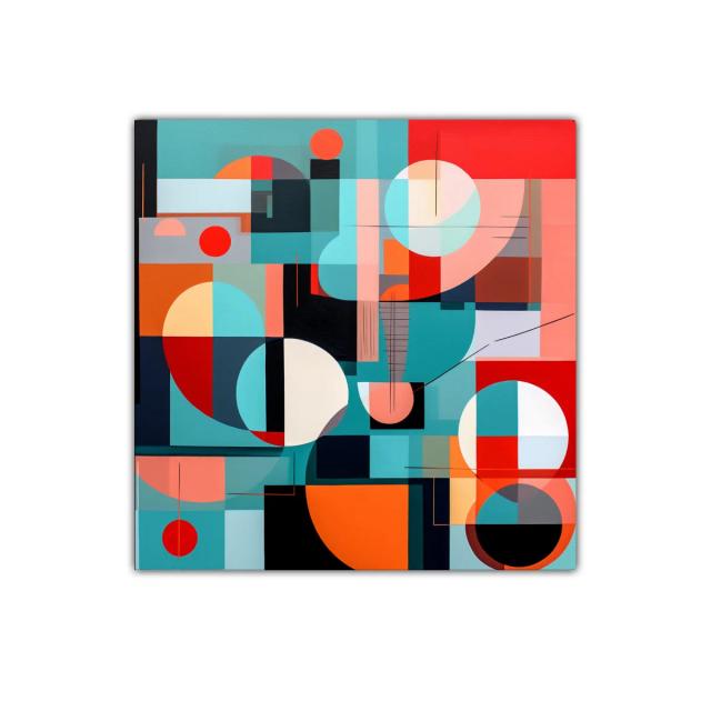 Composición geométrica vibrante en paleta cálida y fría