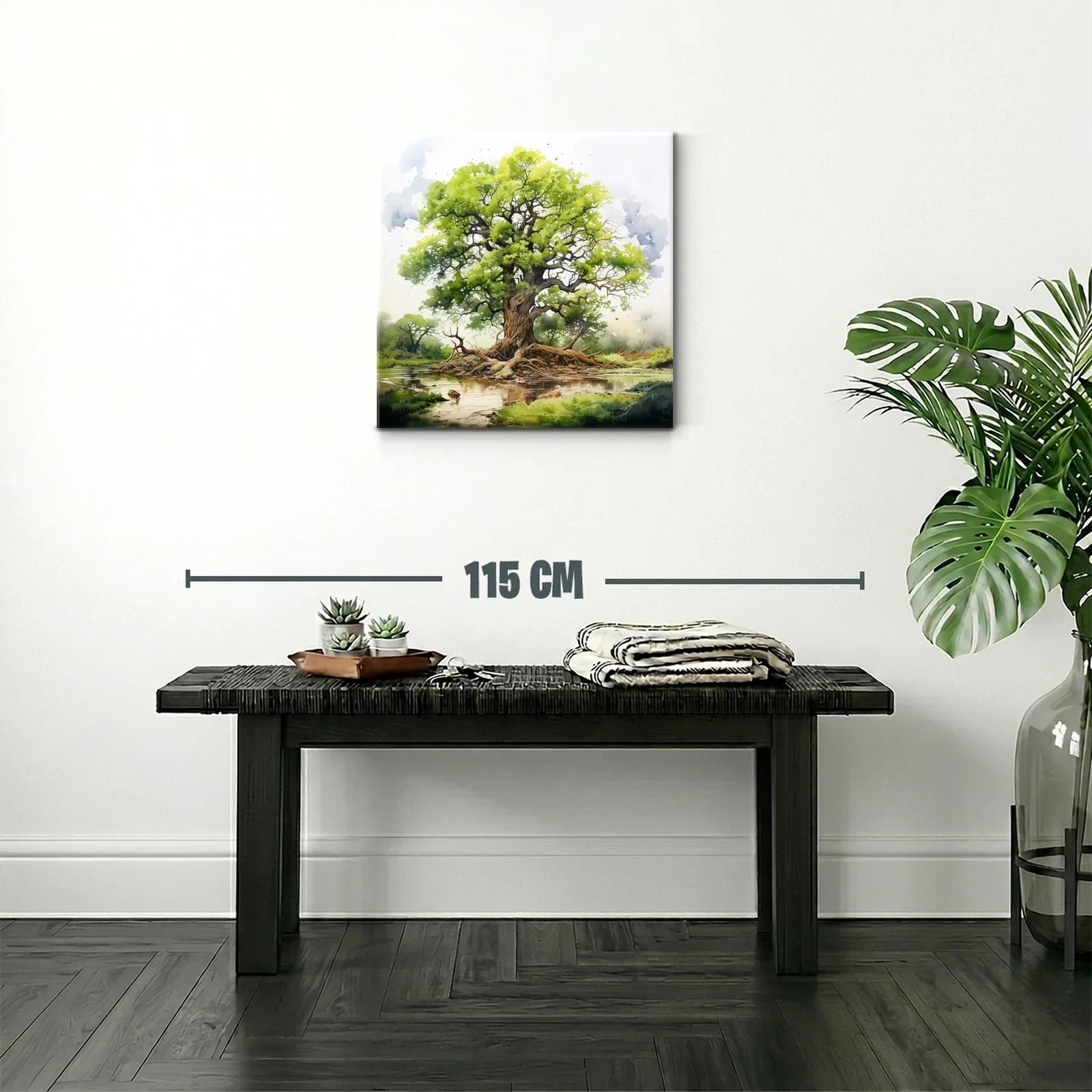 Majestuoso árbol junto a un tranquilo río en paisaje natural — miniatura 2