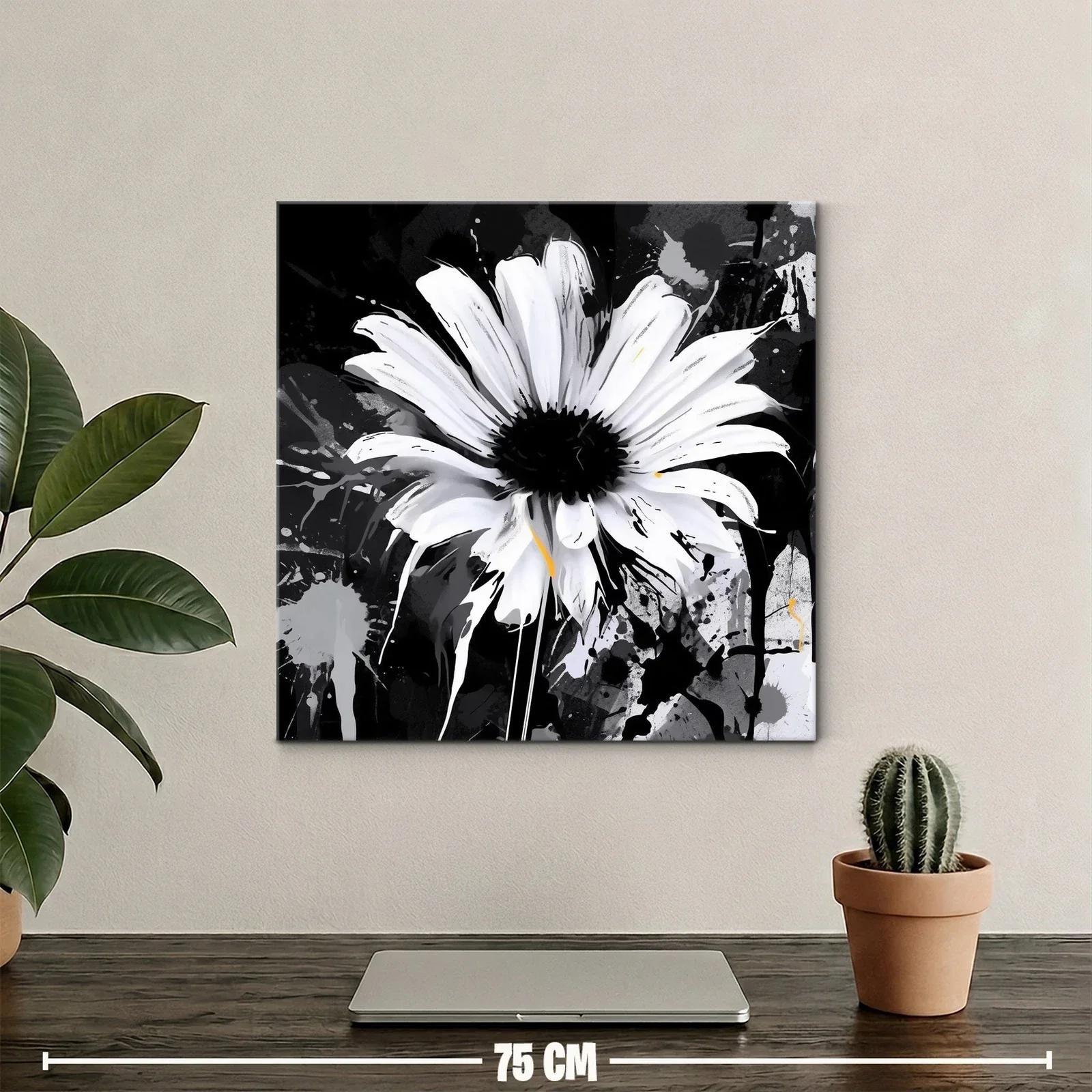 Flor blanca vibrante sobre fondo oscuro abstracto — miniatura 2
