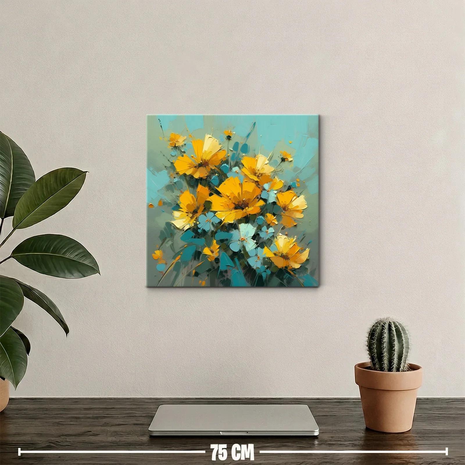 Ramo vibrante de flores amarillas y turquesas — miniatura 2