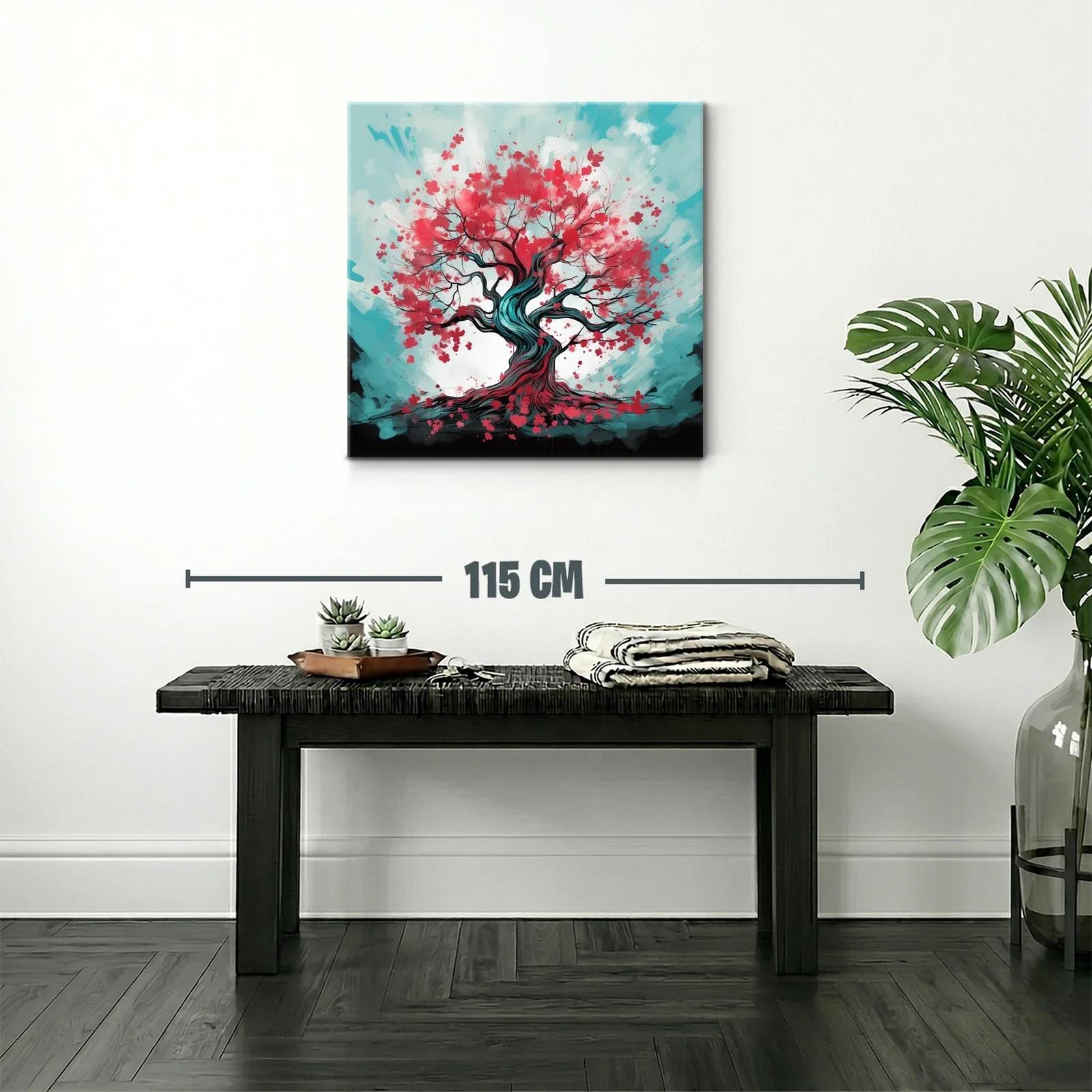 Árbol en flor con vibrantes tonos rojos y azules — miniatura 2