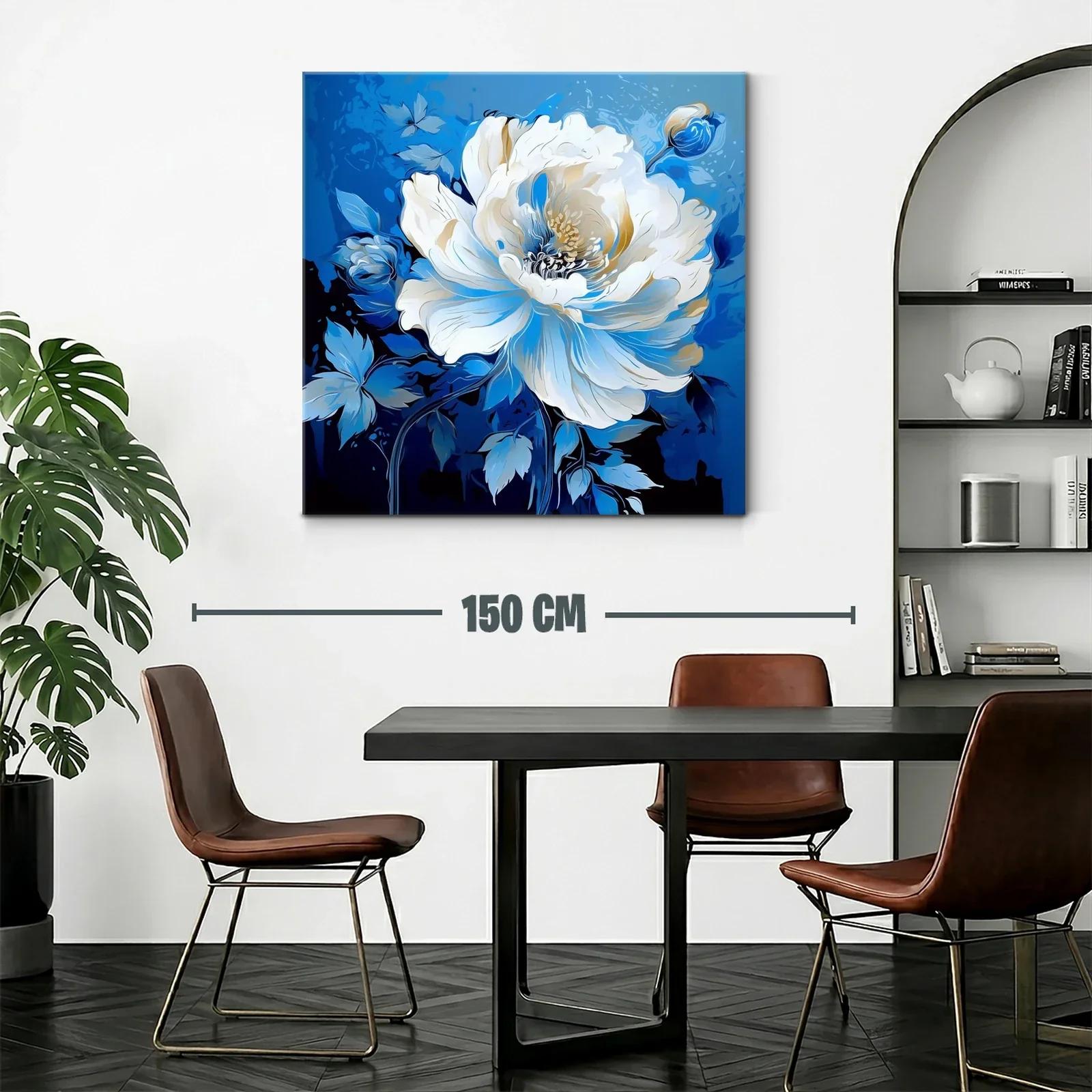 Flor blanca sobre fondo azul intenso con toque elegante — miniatura 2