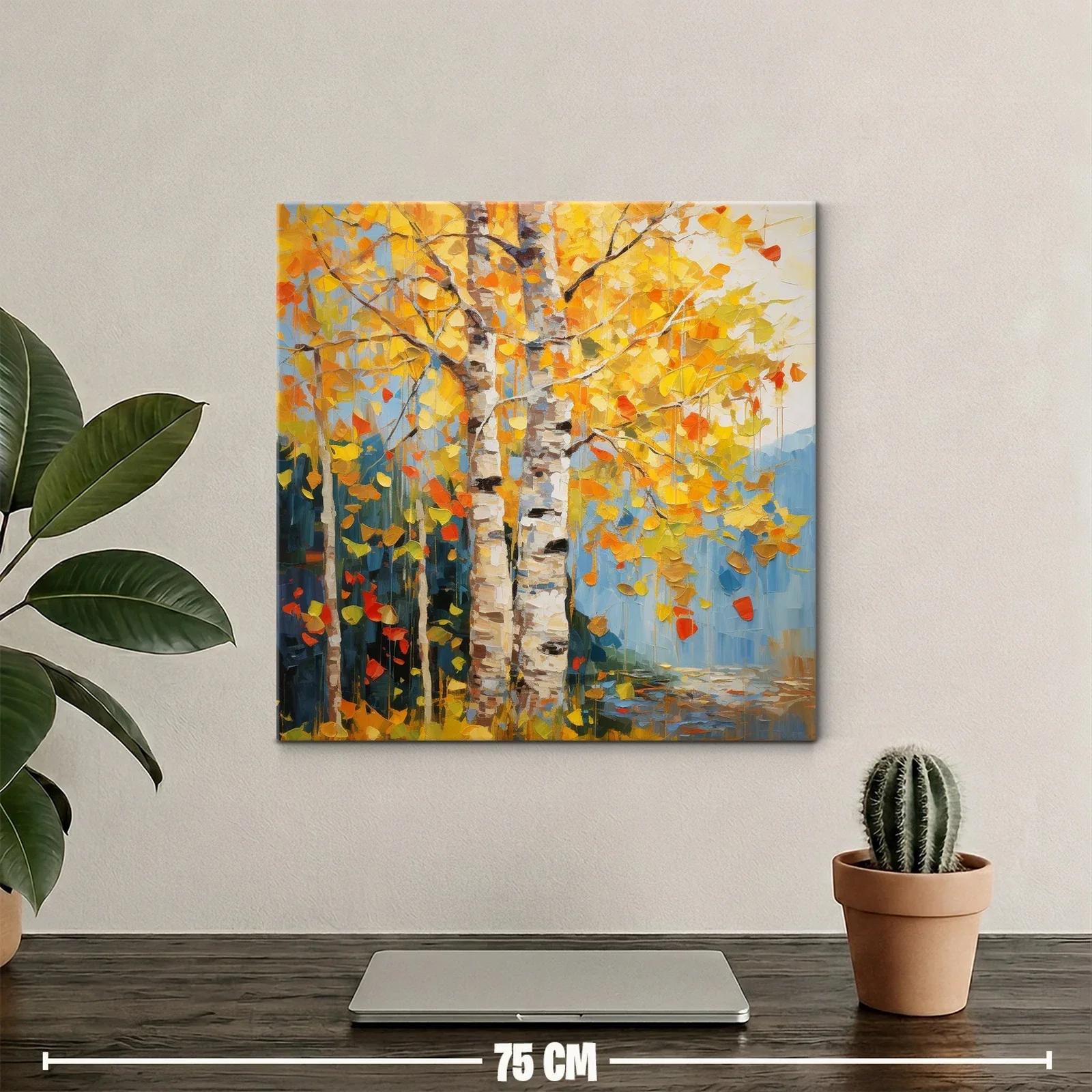 Árboles en otoño con vibrantes hojas doradas y naranjas — miniatura 2