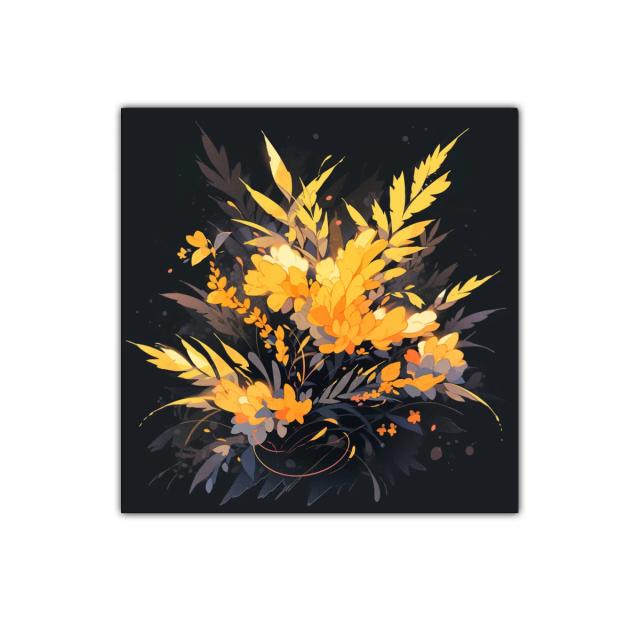 Flores doradas en contraste oscuro con delicado equilibrio