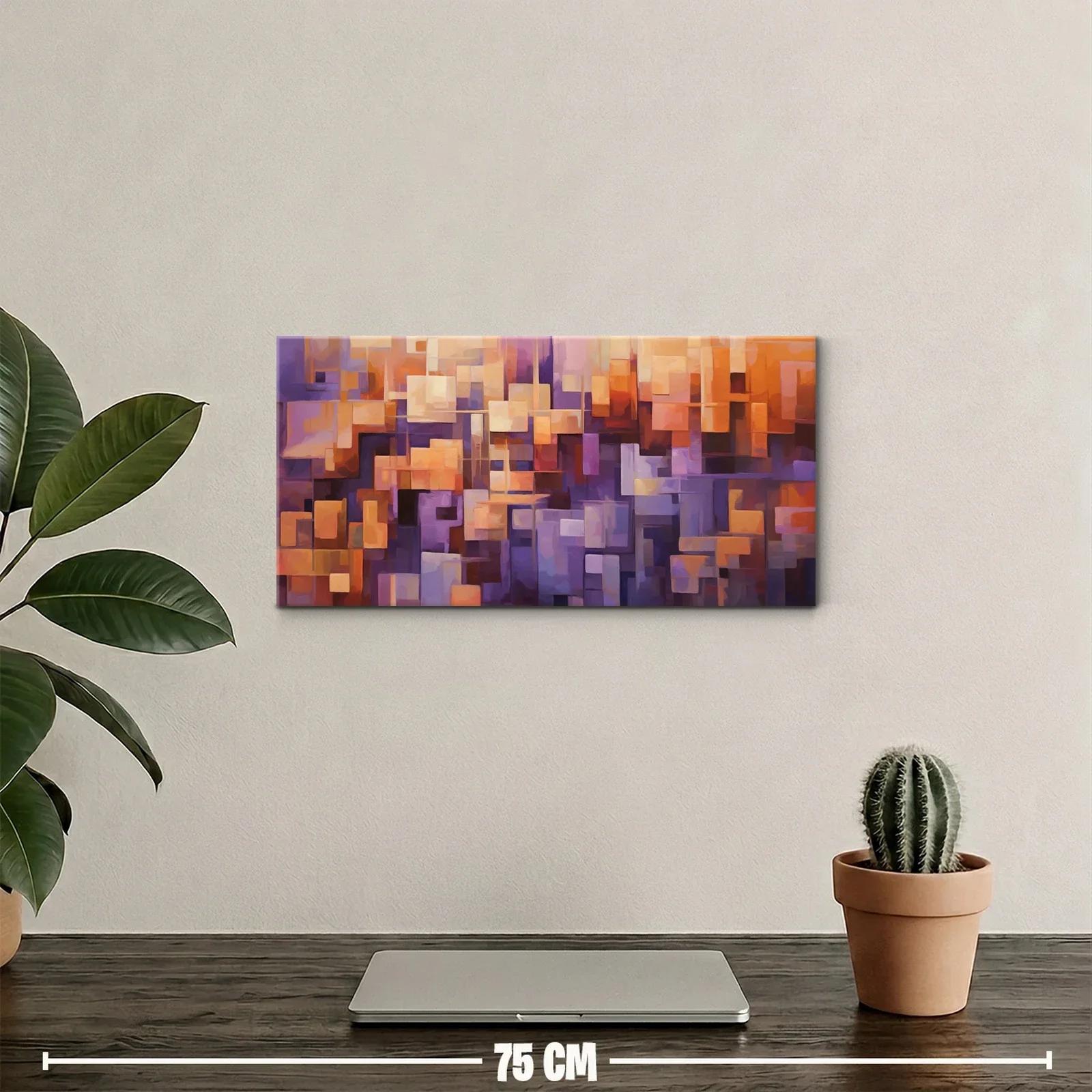 Cuadro geométrico de rectángulos superpuestos en tonos violeta — miniatura 2