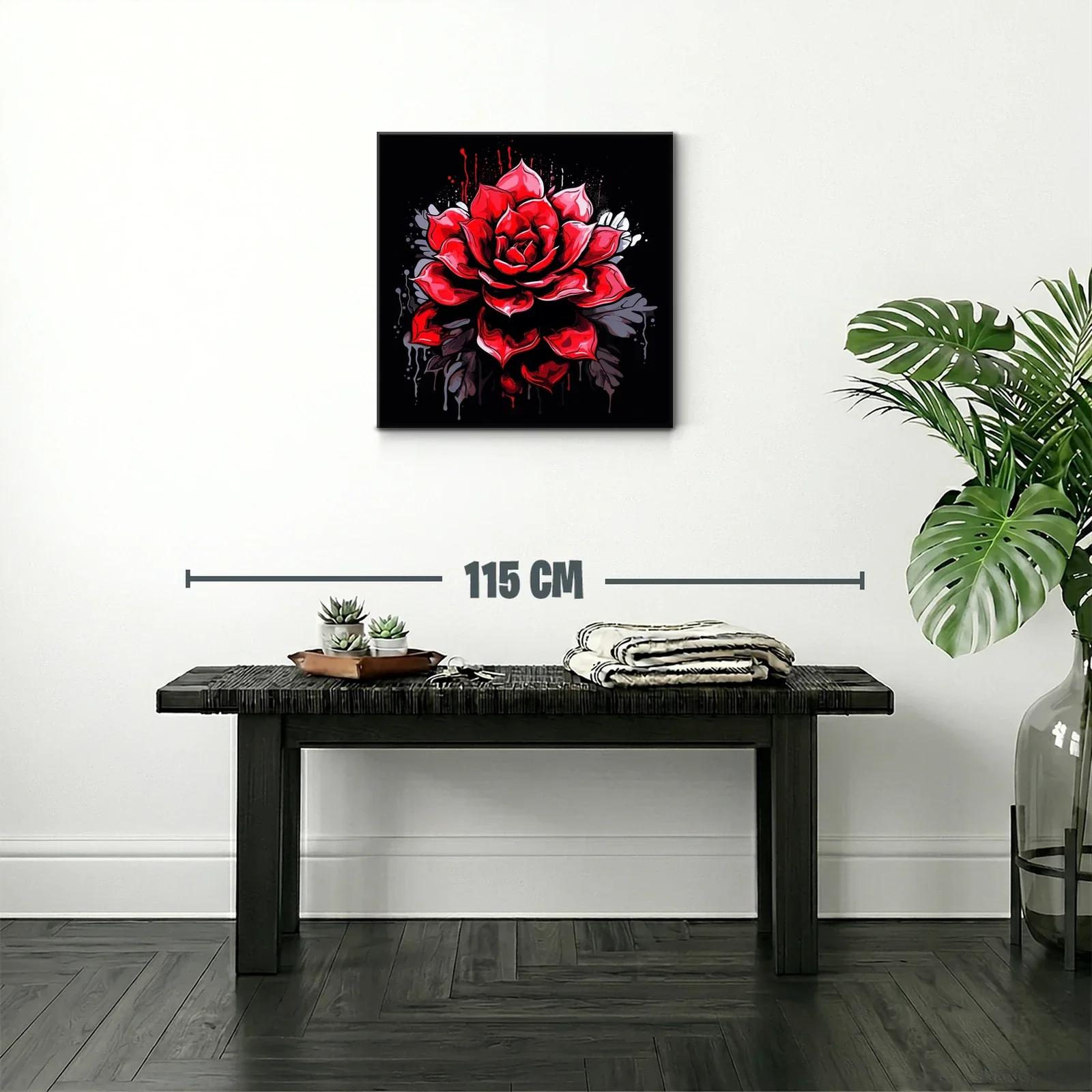 Impactante rosa roja con fondo oscuro vibrante — miniatura 2