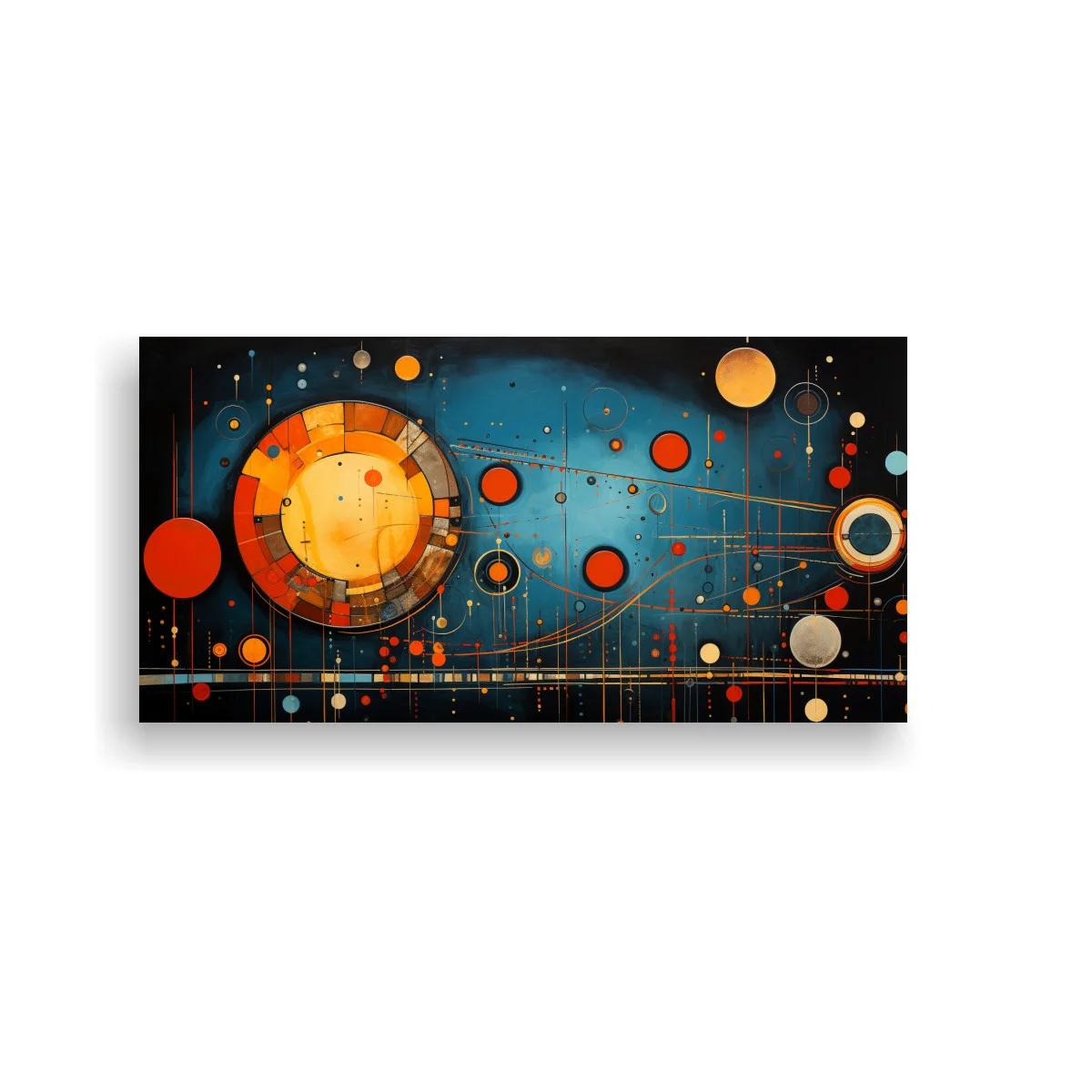 Cuadro cosmos geométrico con gran disco segmentado