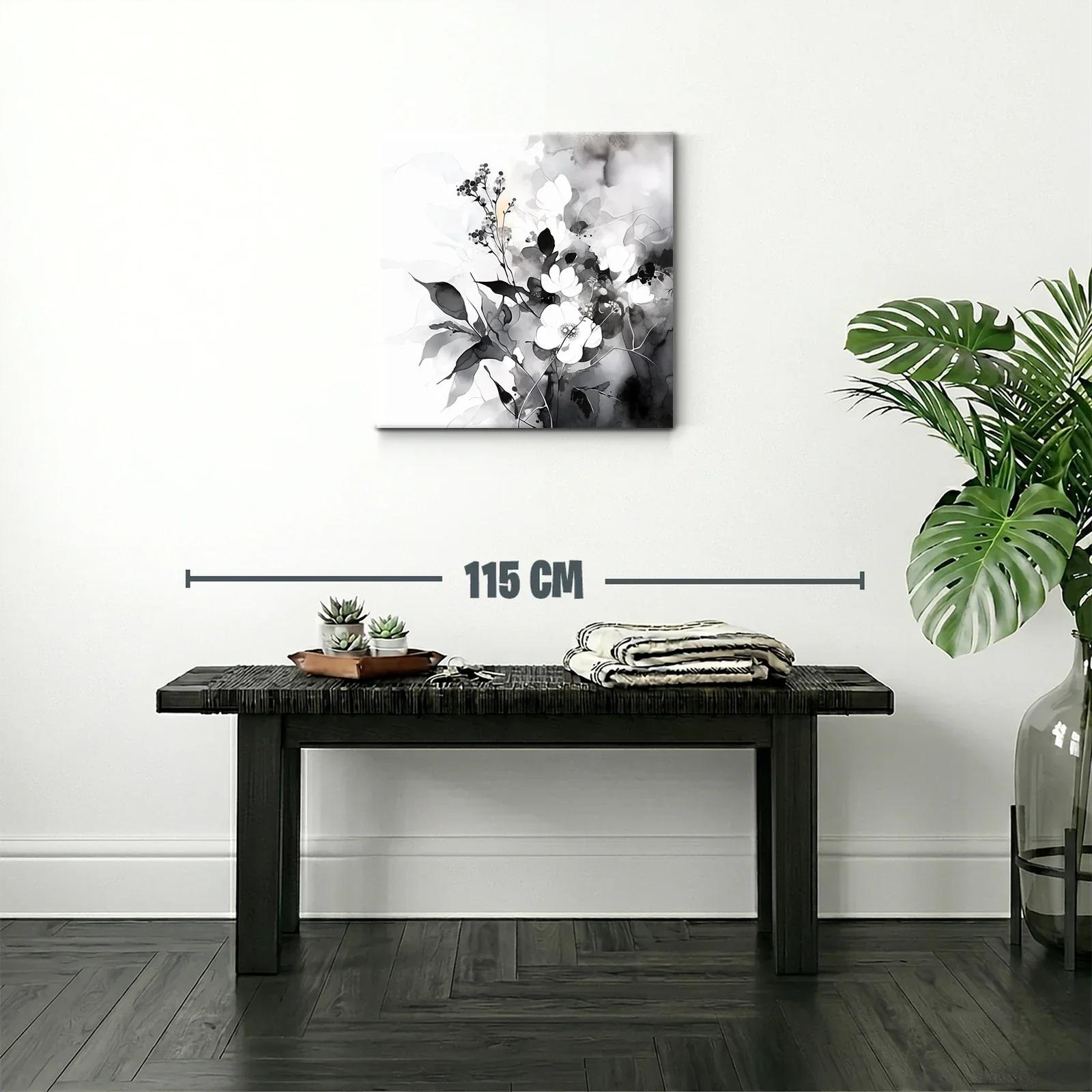 Arte floral en tonos suaves en blanco y negro — miniatura 2