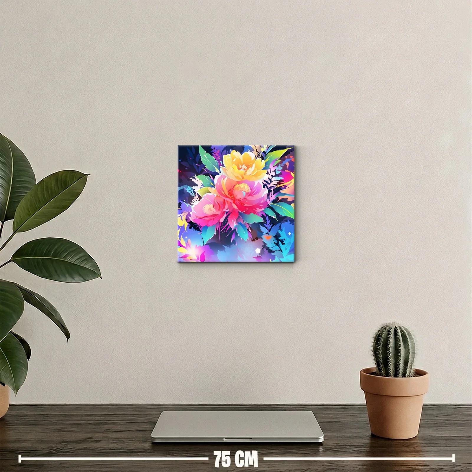 Cuadro vibrante con flores en tonos intensos y contrastantes — miniatura 2