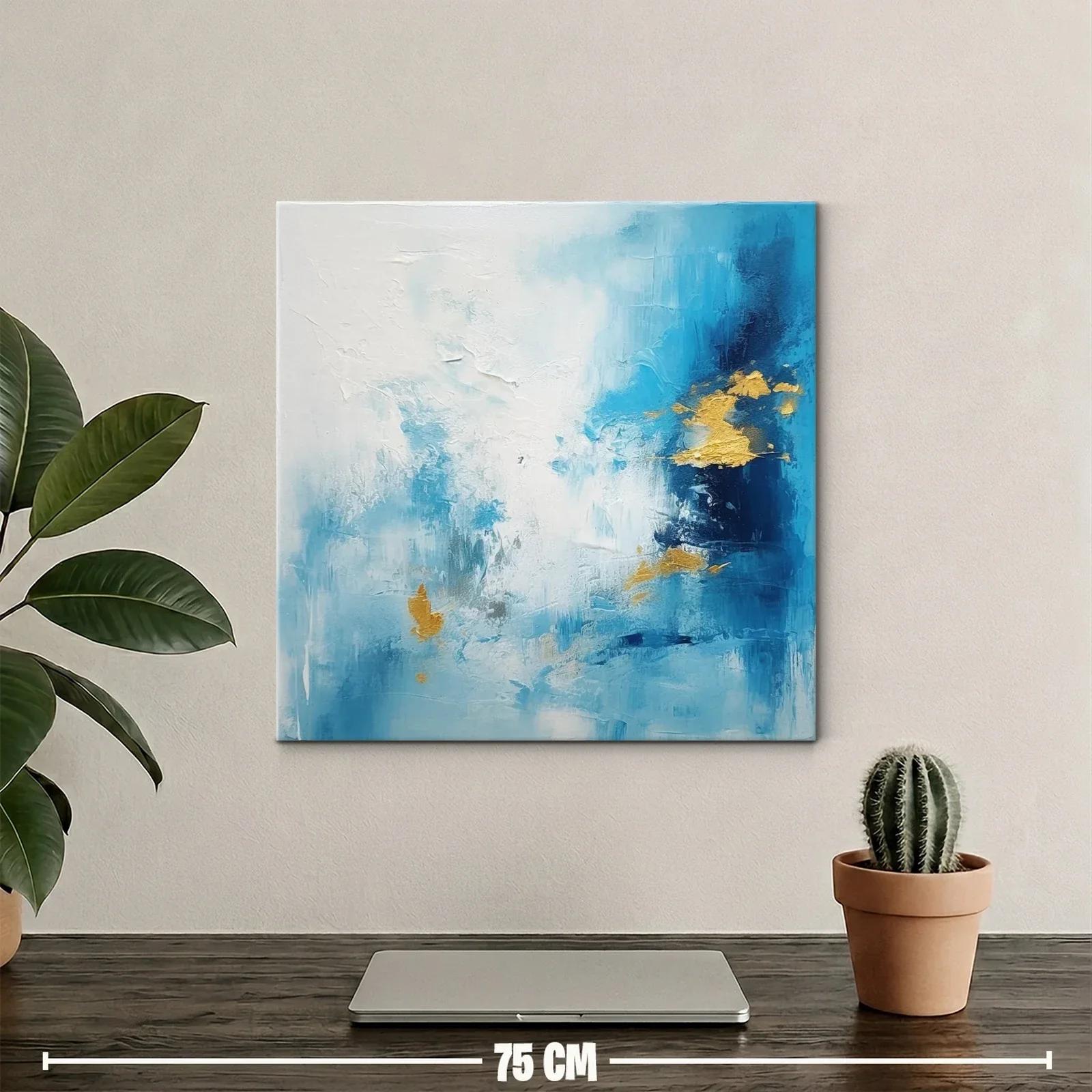 Cuadro abstracto con tonos azules y toques dorados — miniatura 2