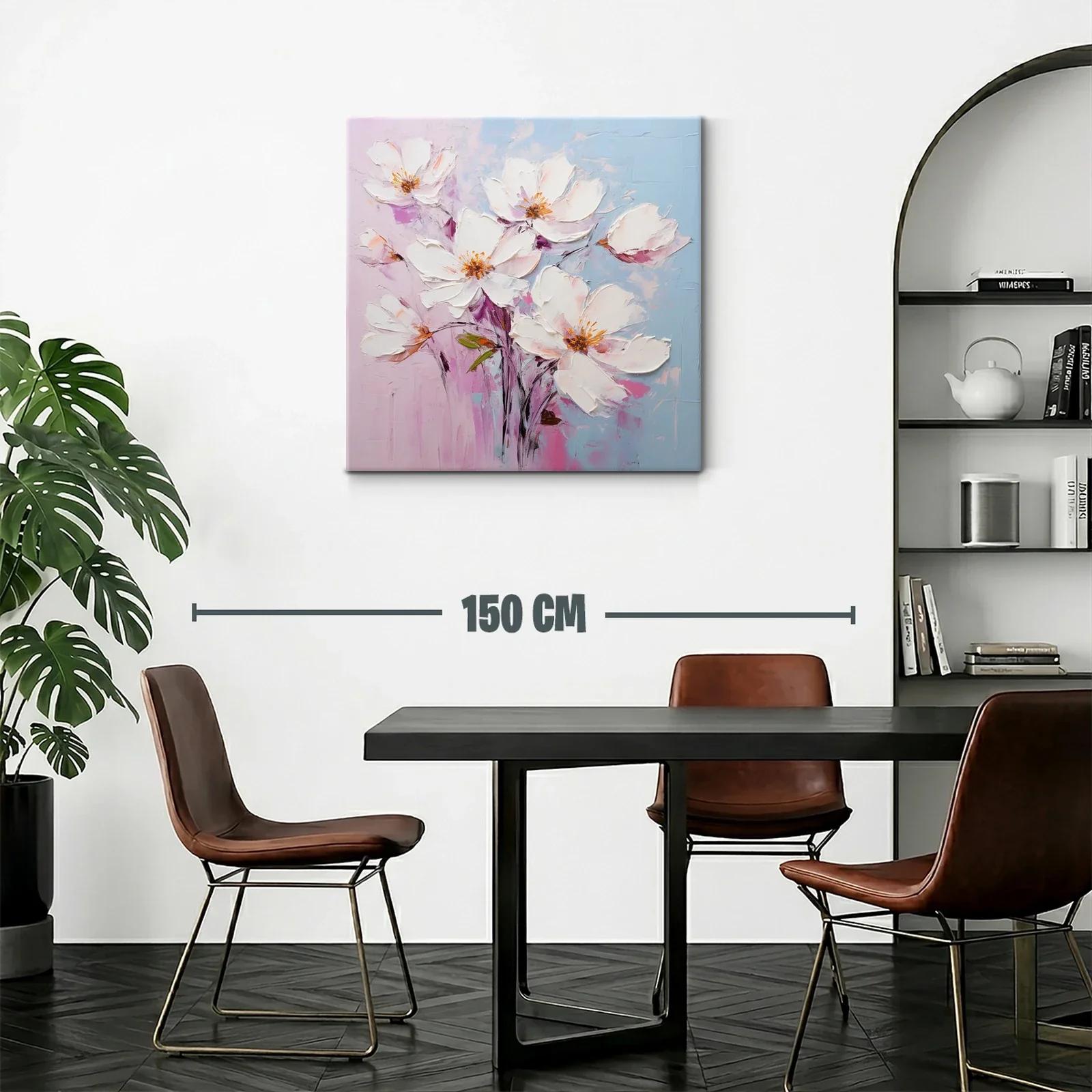 Cuadro de flores blancas sobre fondo pastel suave — miniatura 2