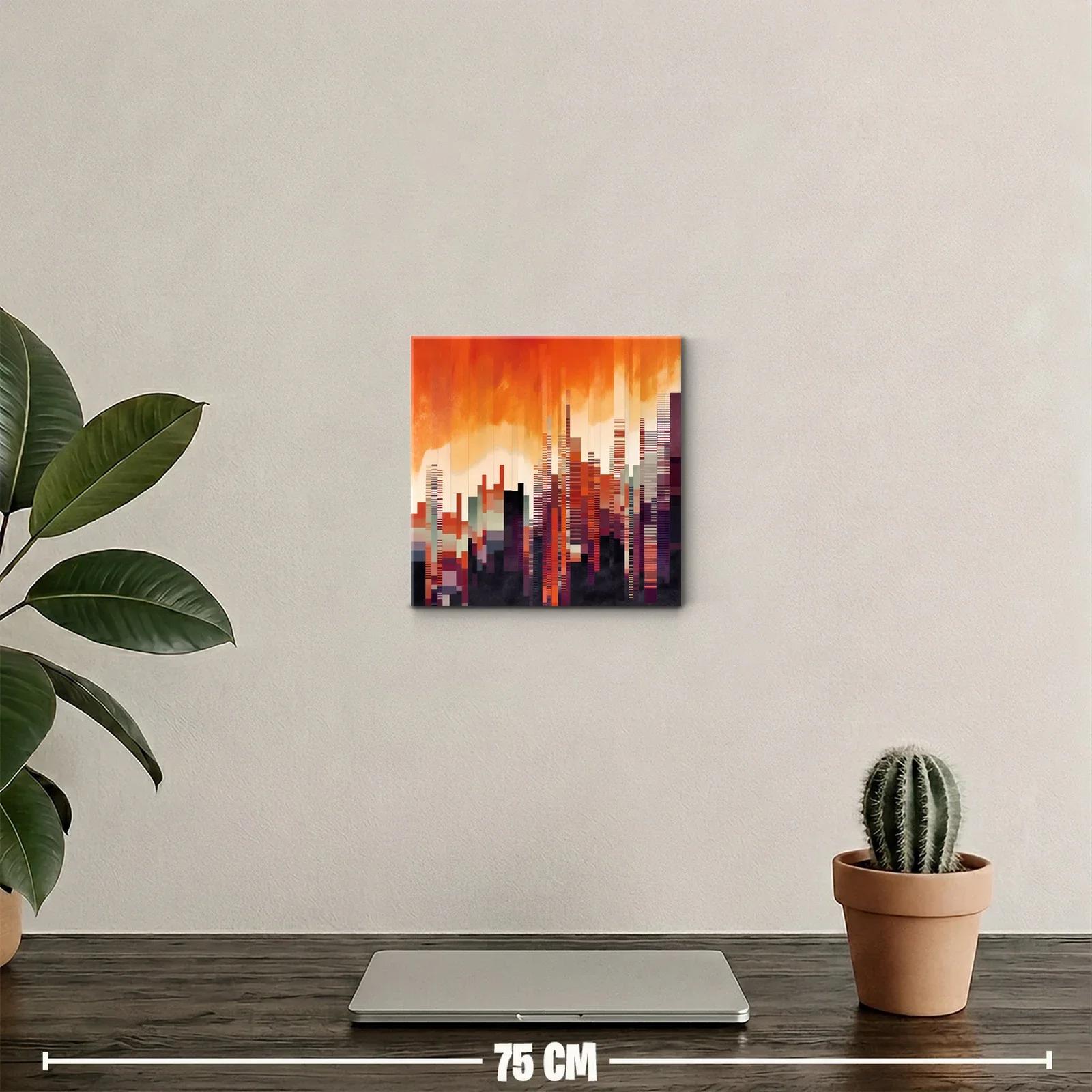 Ciudad abstracta al atardecer vibrante y geométrica — miniatura 2