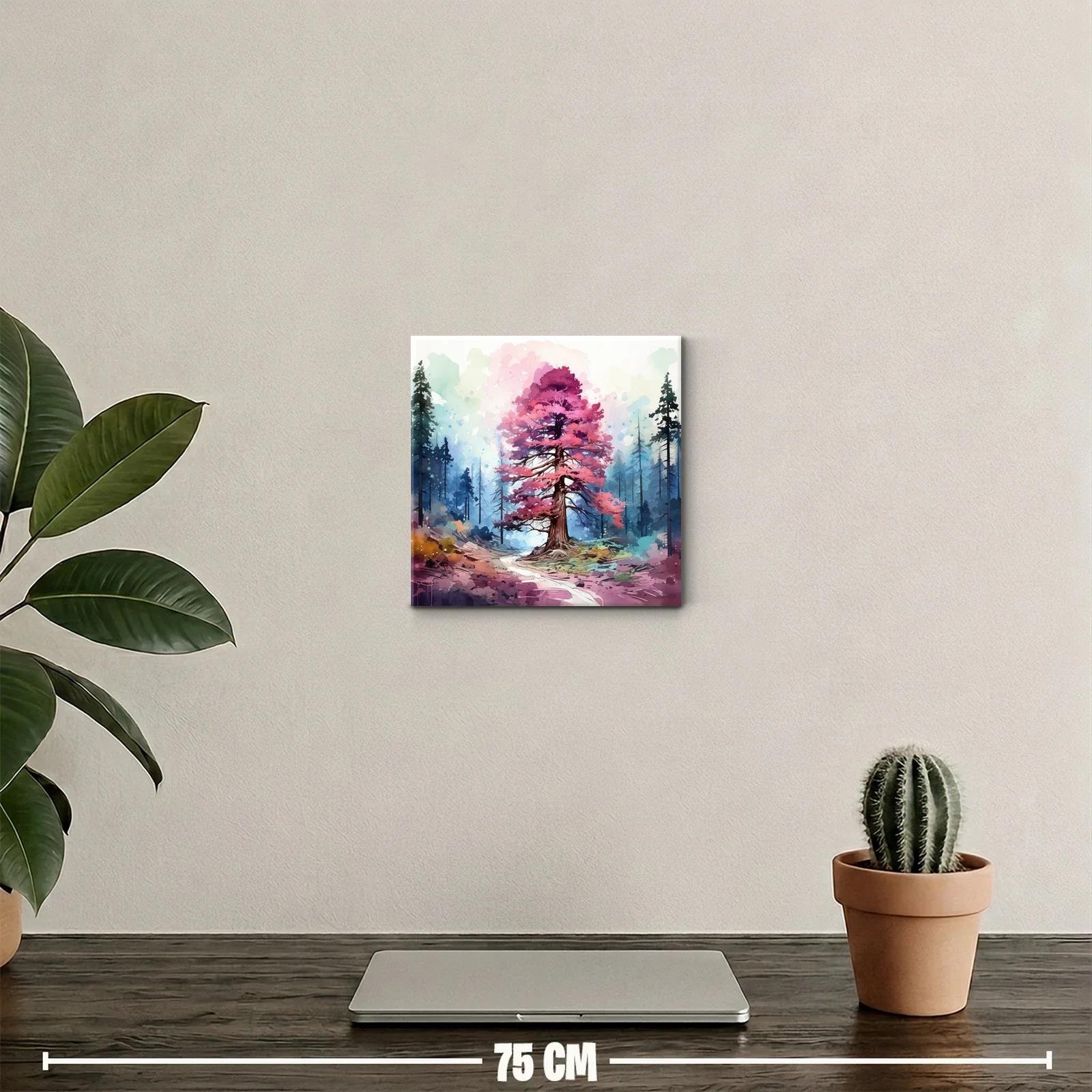 Árbol rosa en bosque de ensueño y tonos vibrantes — miniatura 2