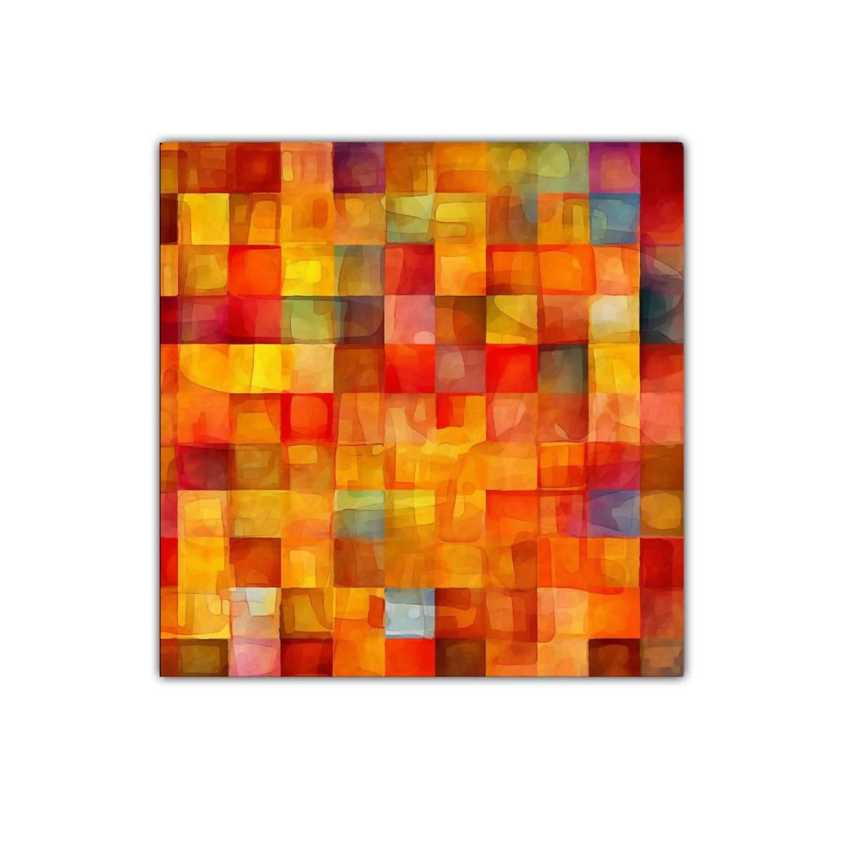 Cuadro abstracto con tonos cálidos y formas geométricas
