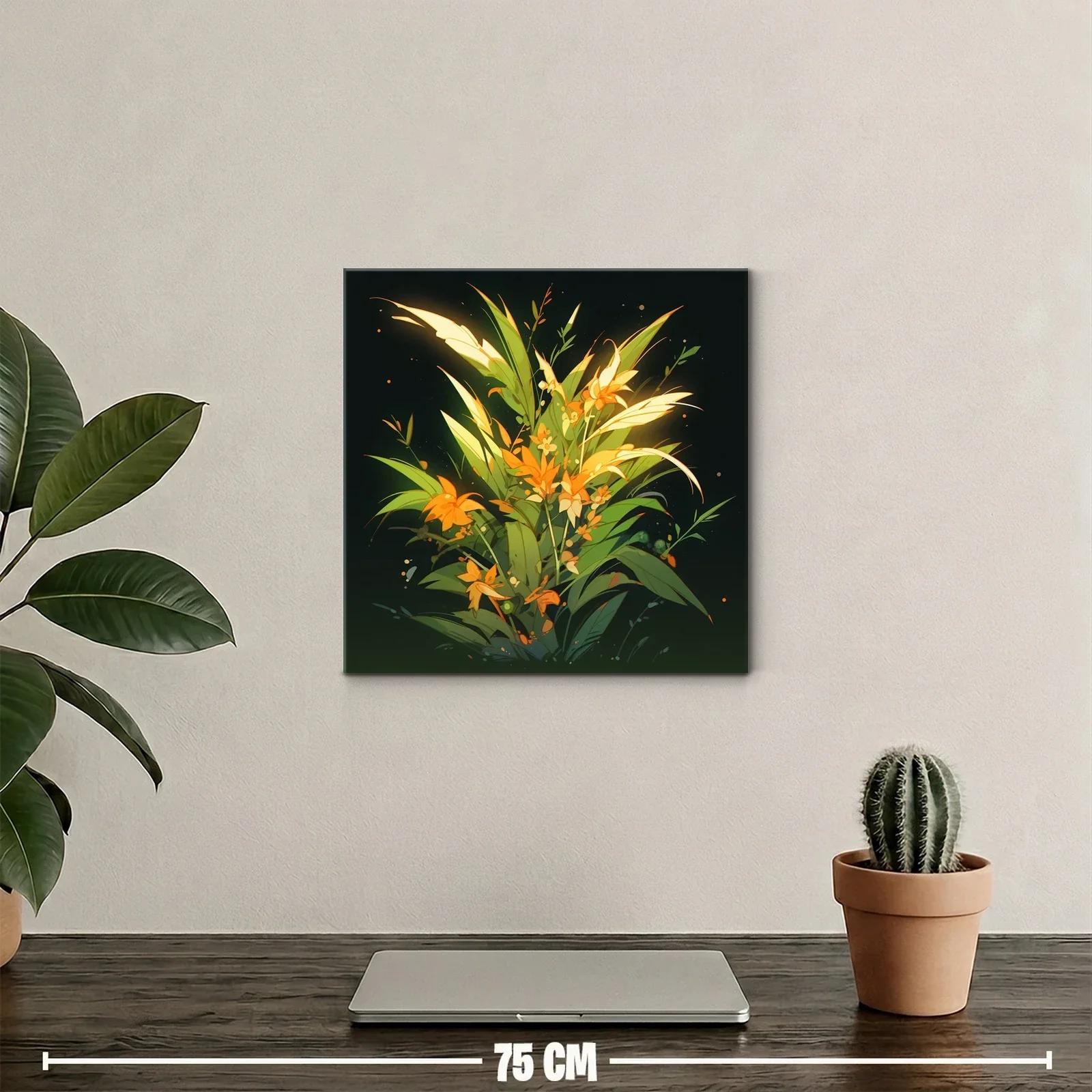 Composición floral vibrante con tonos verdes y naranjas — miniatura 2