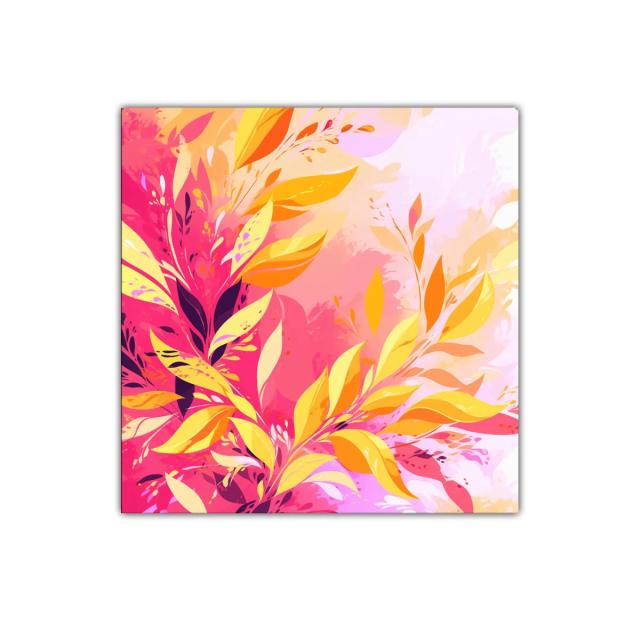 Cuadro decorativo hojas cálidas en tonos vibrantes