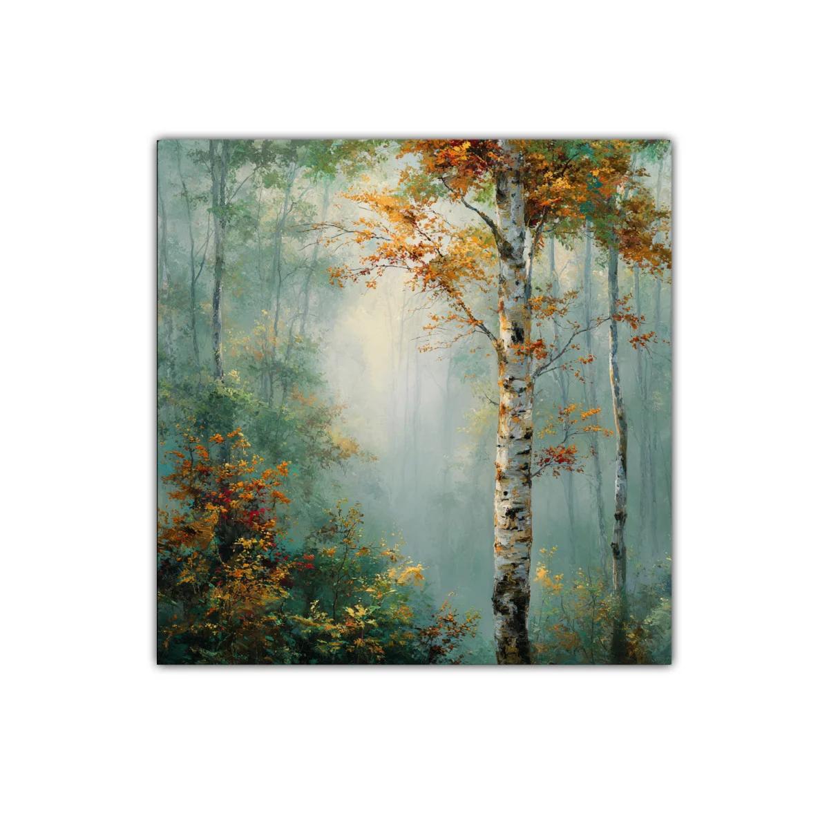 Bosque sereno con árboles otoñales y luz suave — imagen principal