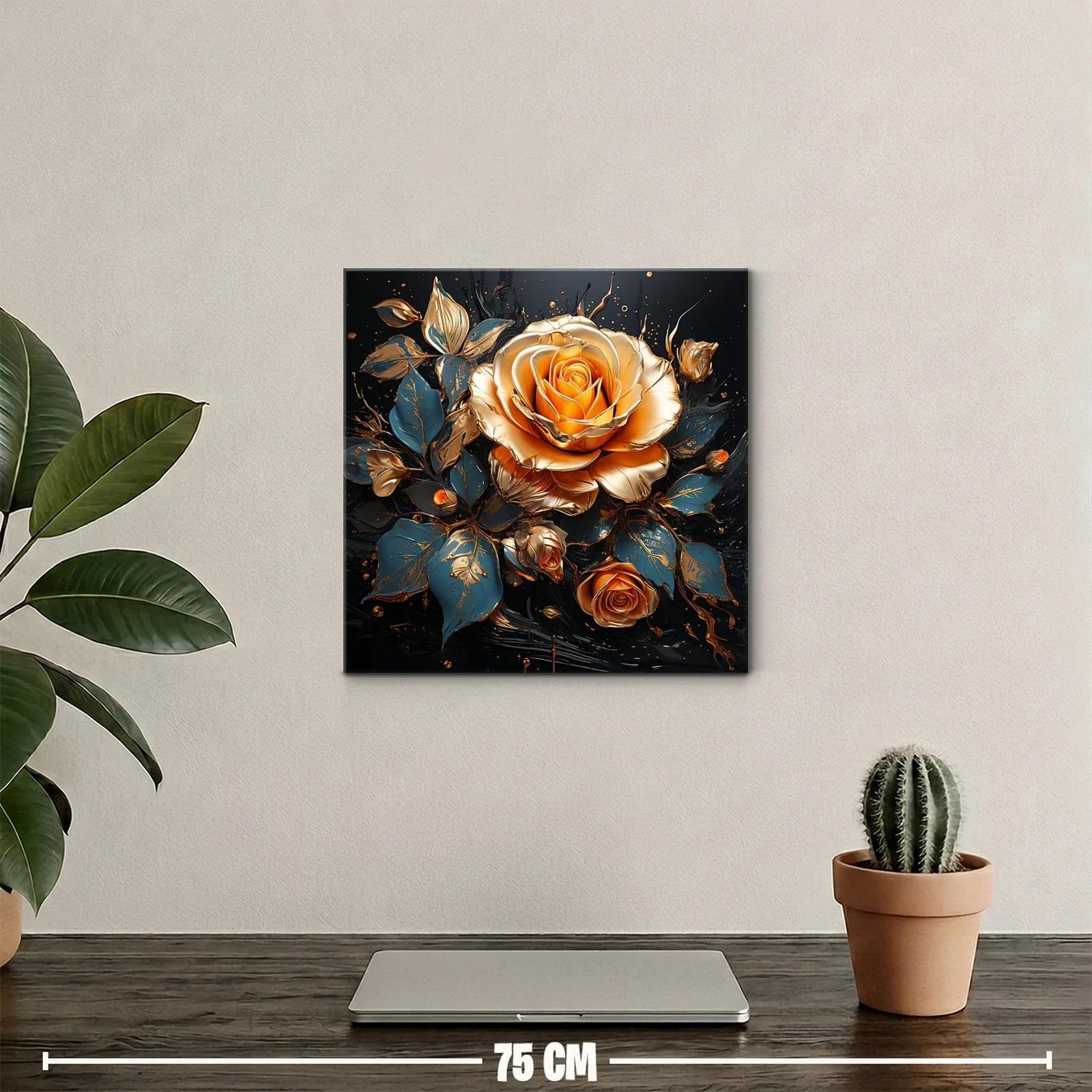 Rosas doradas y azul oscuro en composición elegante y vibrante — miniatura 2