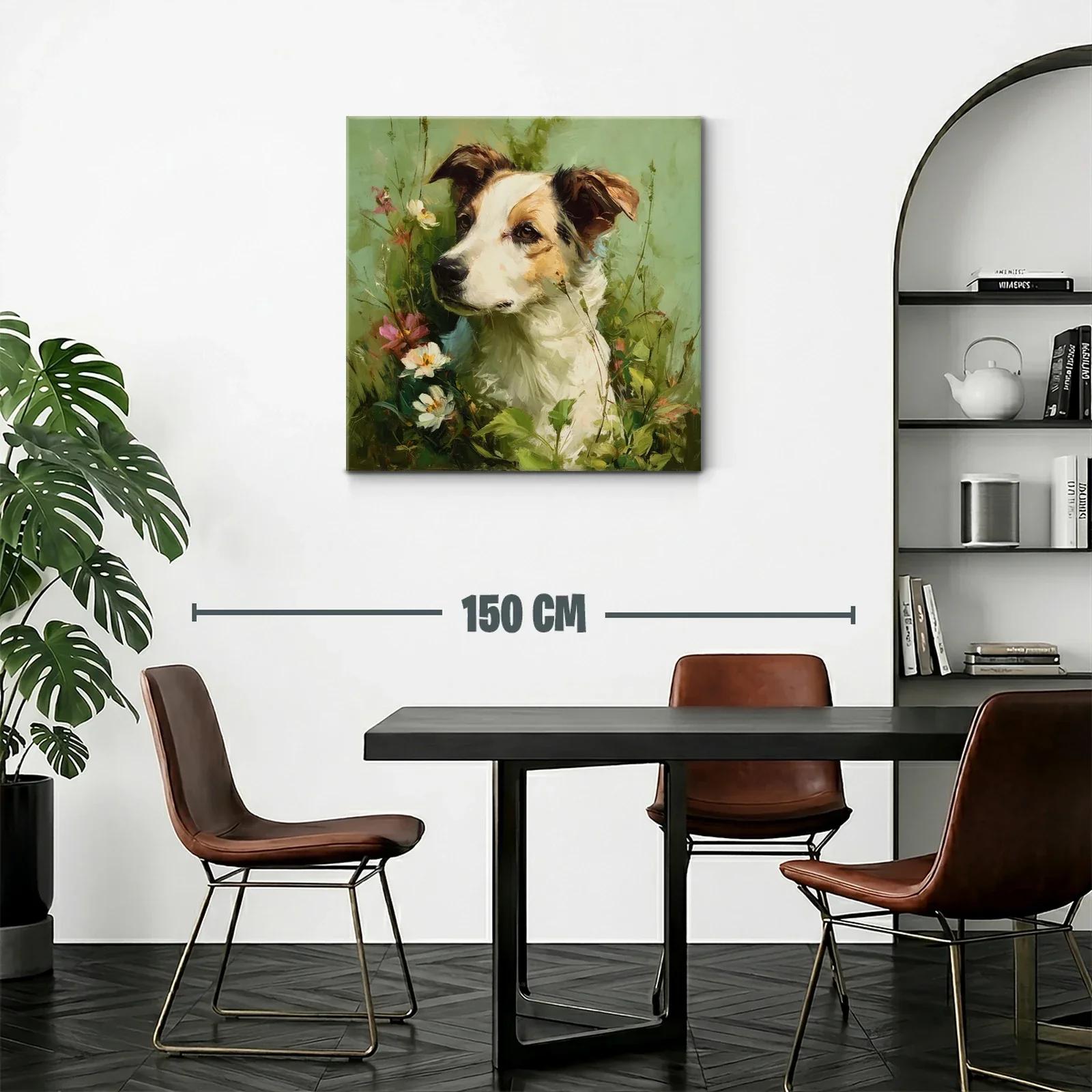 Retrato delicado de perro rodeado de flores naturales — miniatura 2