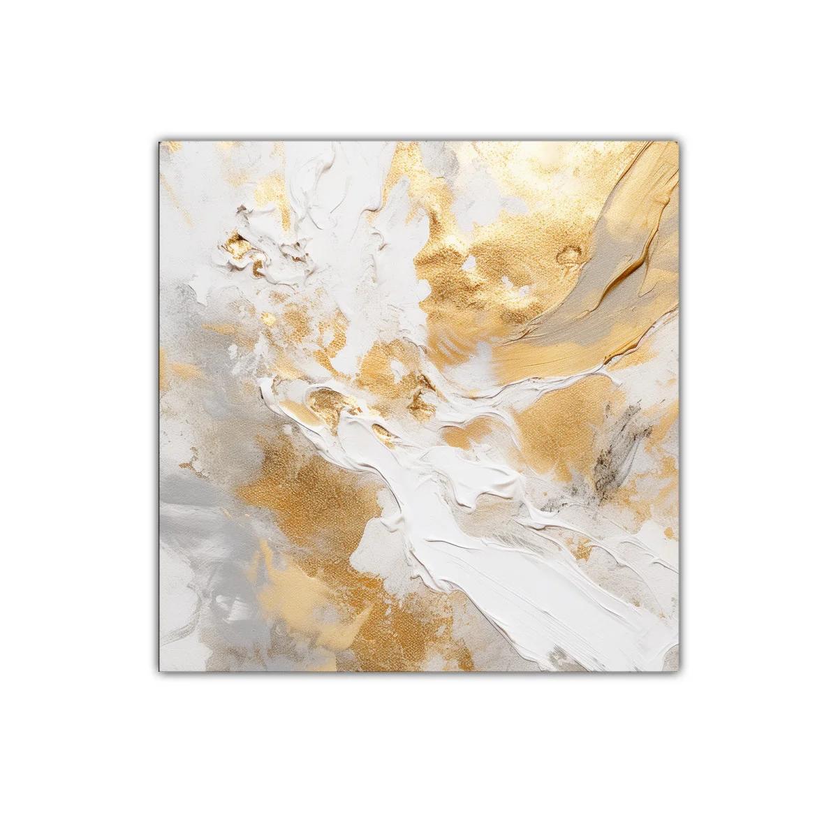 Cuadro decorativo con texturas doradas y blanco luminoso