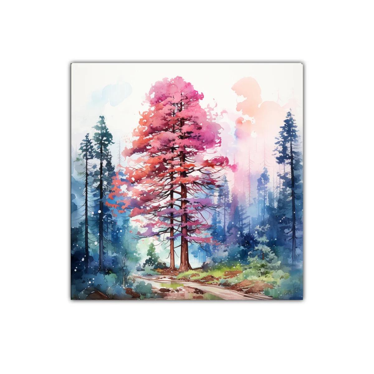 Bosque onírico con árboles en tonos rosas y azules — imagen principal