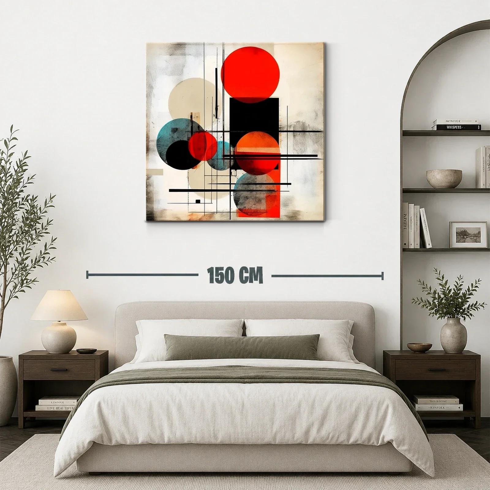 Composición geométrica con círculos rojo y azul vibrante — miniatura 3