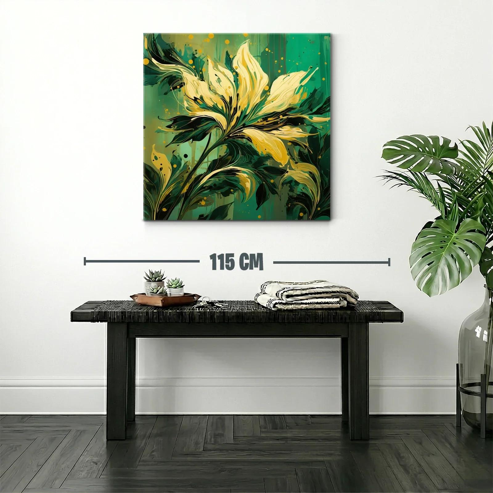 Flor abstracta en tonos verdes y amarillos vibrantes — miniatura 2