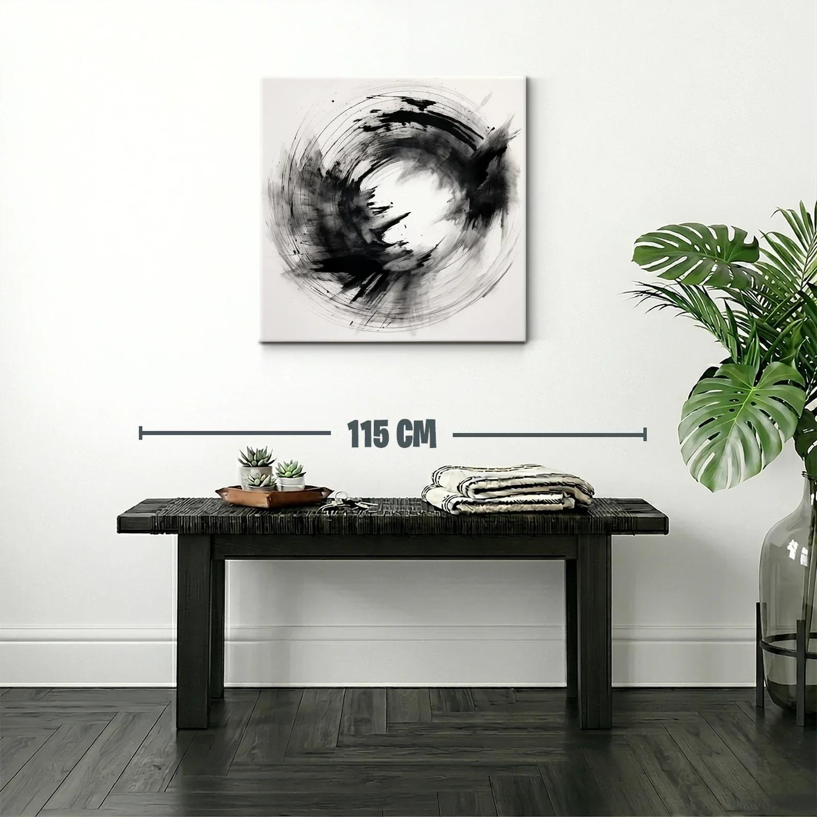 Cuadro Arte Abstracto en Blanco y Negro Dinámico — miniatura 2