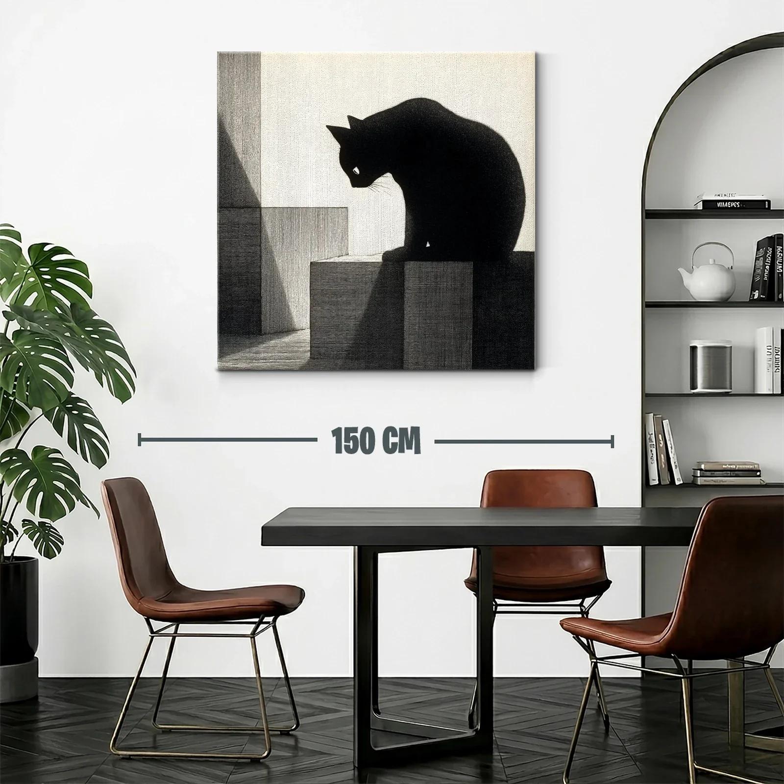 Silueta de gato oscuro sobre cubos geométricos — miniatura 2