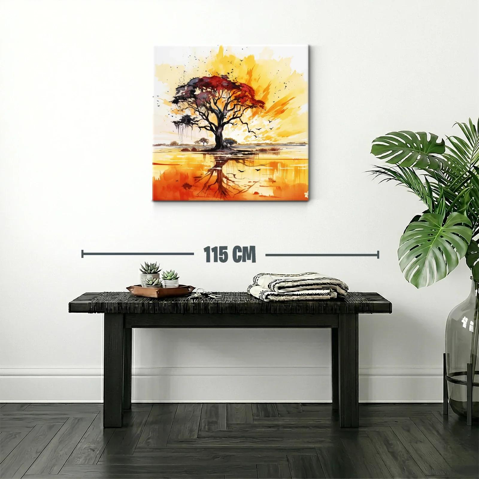 Árbol en atardecer vibrante con reflejos cálidos y elegantes — miniatura 2