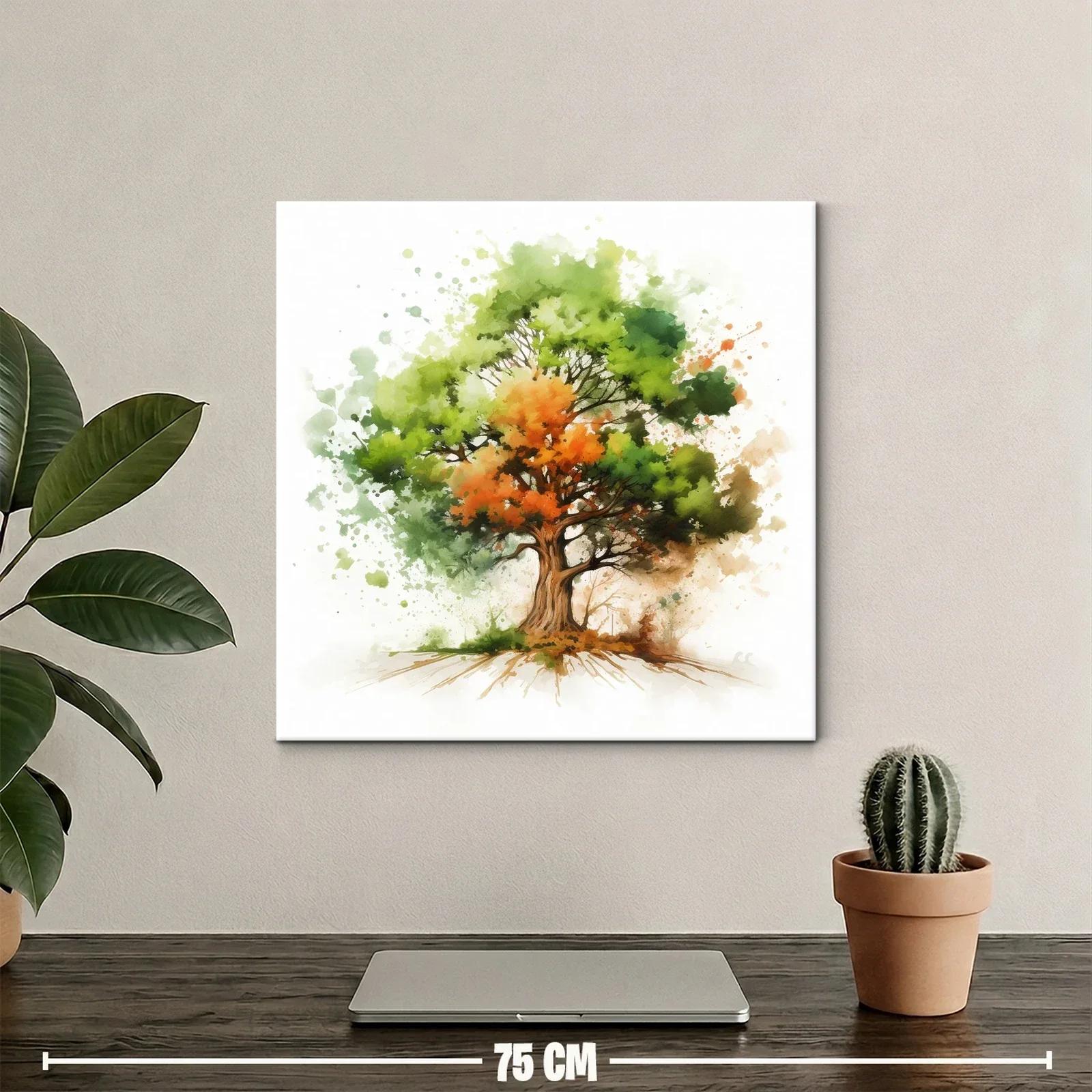 Árbol vibrante con tonos verdes y naranjas llenos de vida — miniatura 2