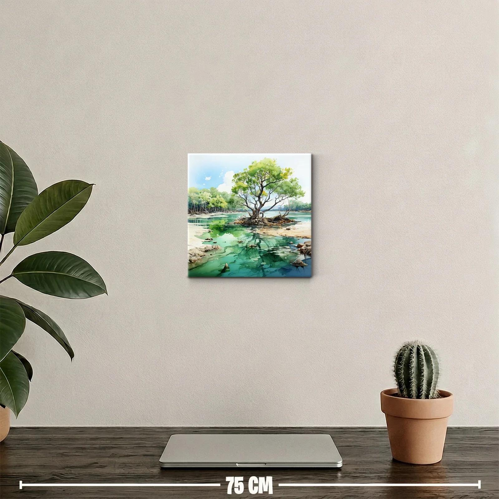 Serena escena natural con árbol y reflejos en lago tranquilo — miniatura 2